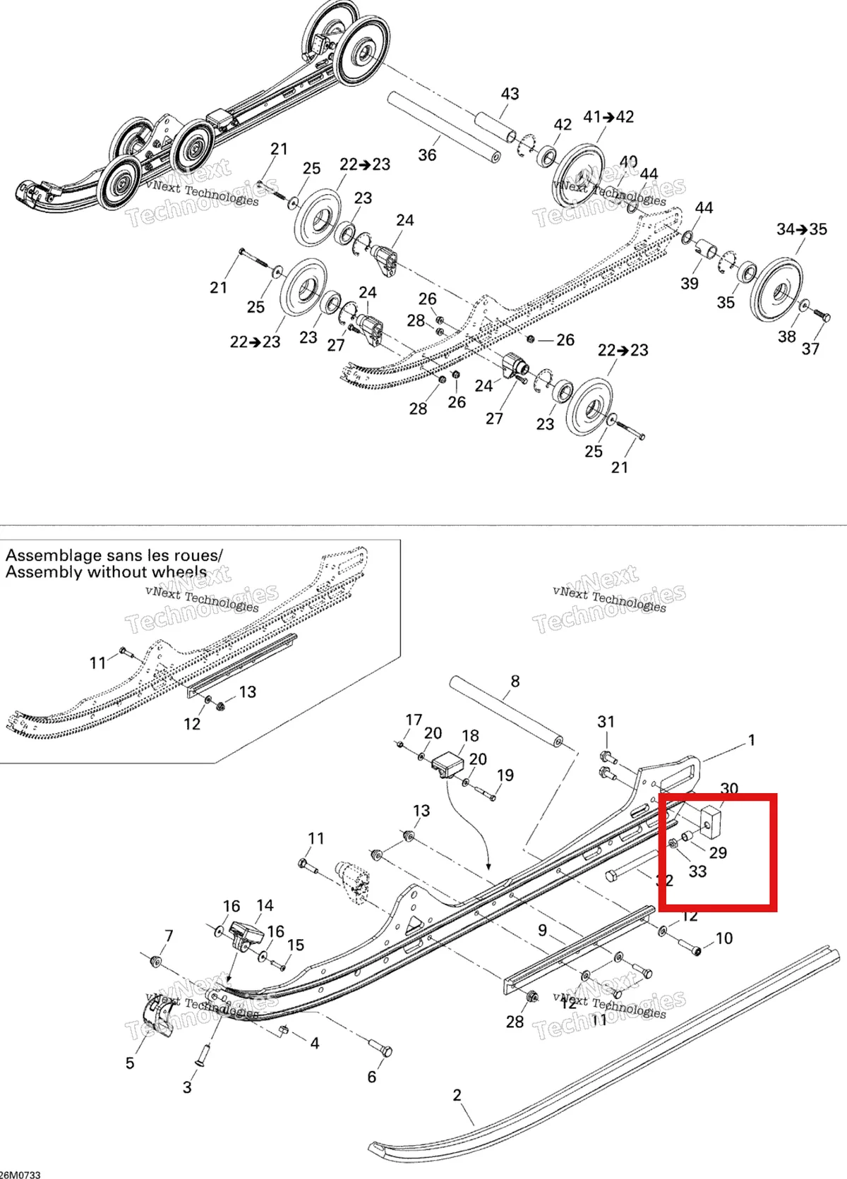 Деталь 503168500 на схеме узла 2007 Ski-Doo MX Z 440X Racing Rear Suspension