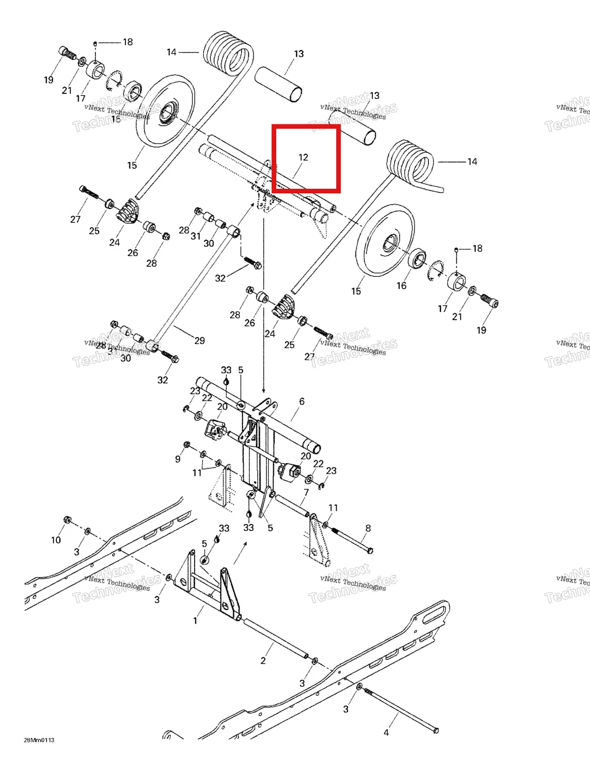 Деталь 503168700 на схеме узла 2001 Ski-Doo Summit 600/700/800 Rear Arm