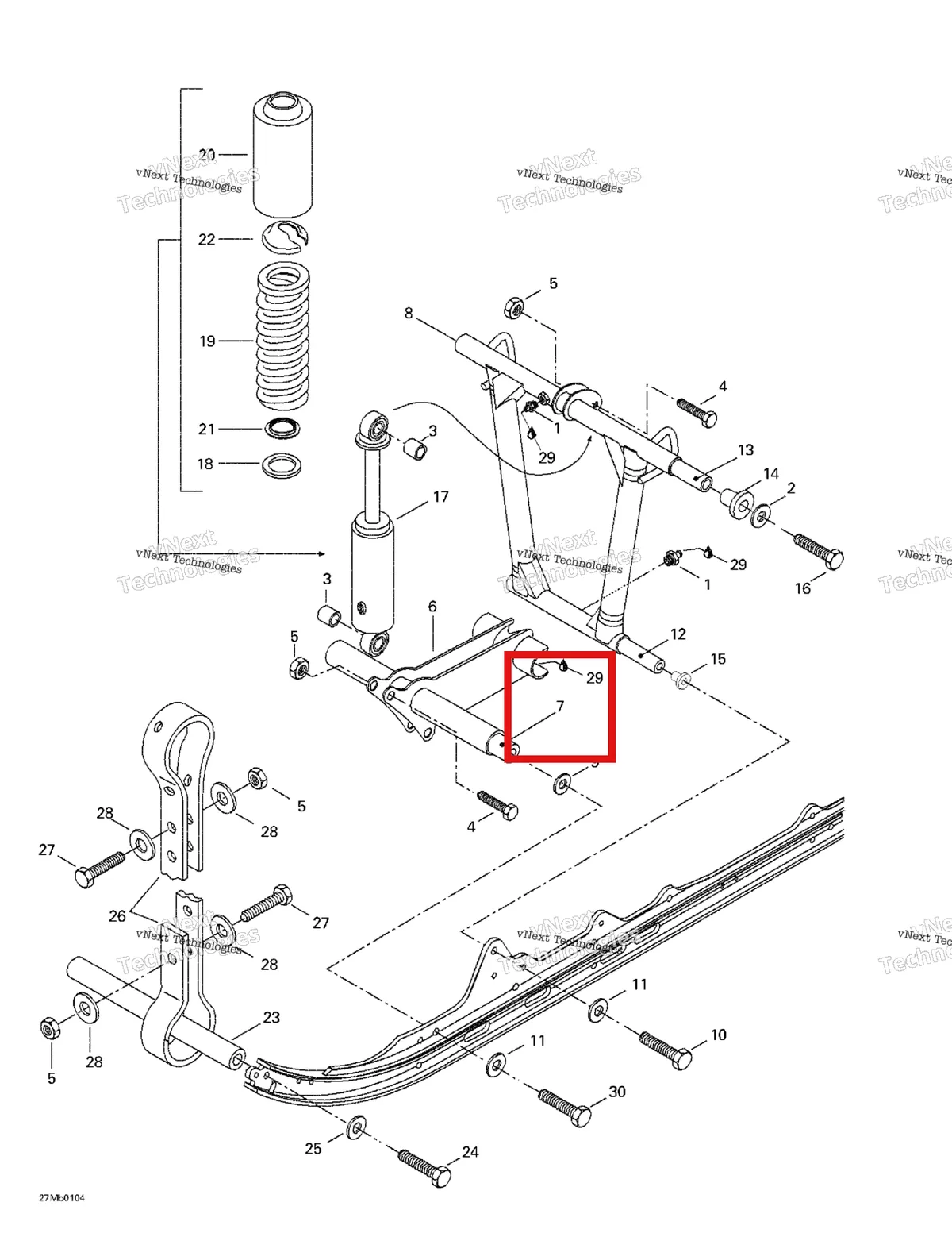 Деталь 503174800 на схеме узла 2001 Ski-Doo Formula Deluxe 380 F Front Arm