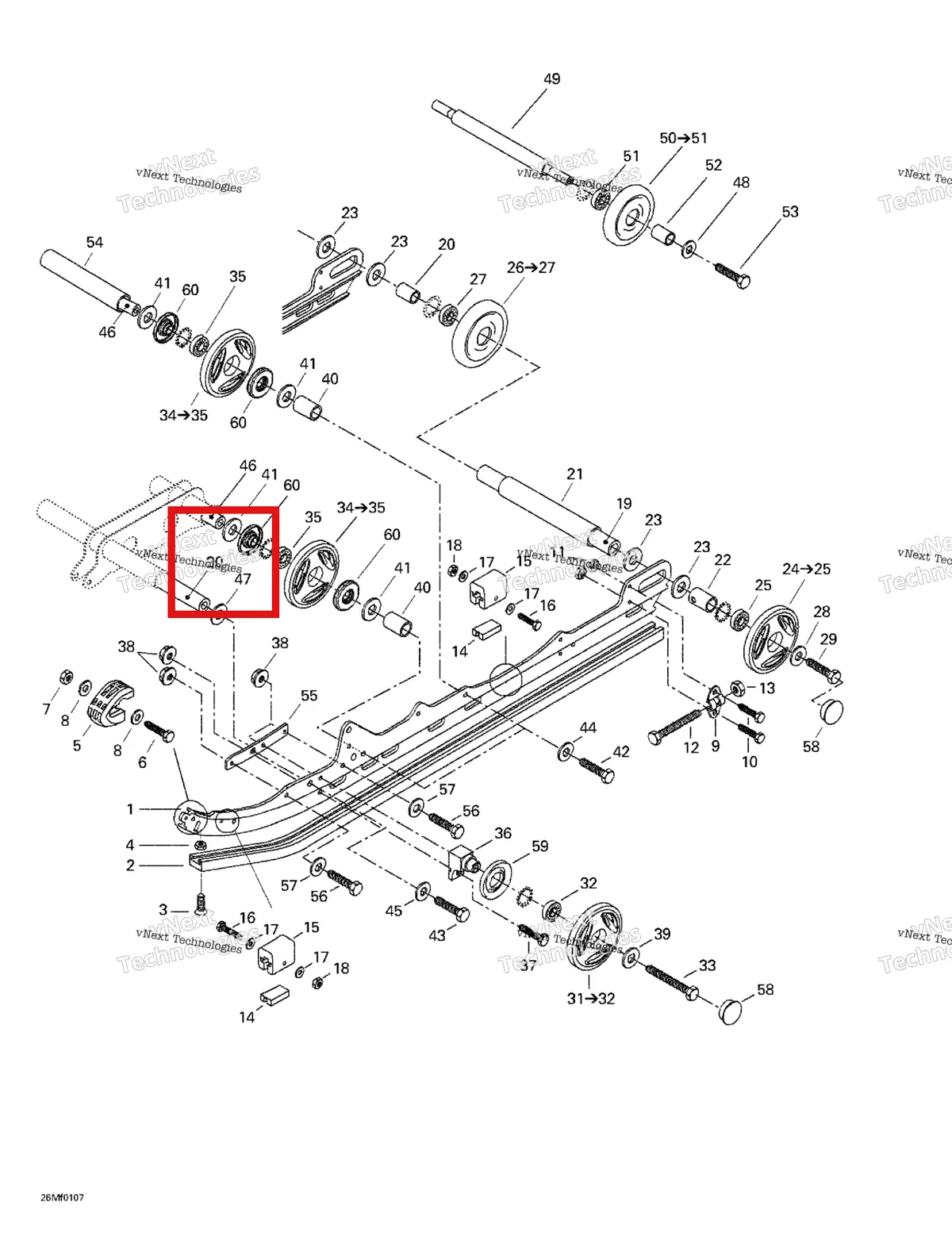 Деталь 503174900 на схеме узла 2001 Ski-Doo Summit 500 F Rear Suspension