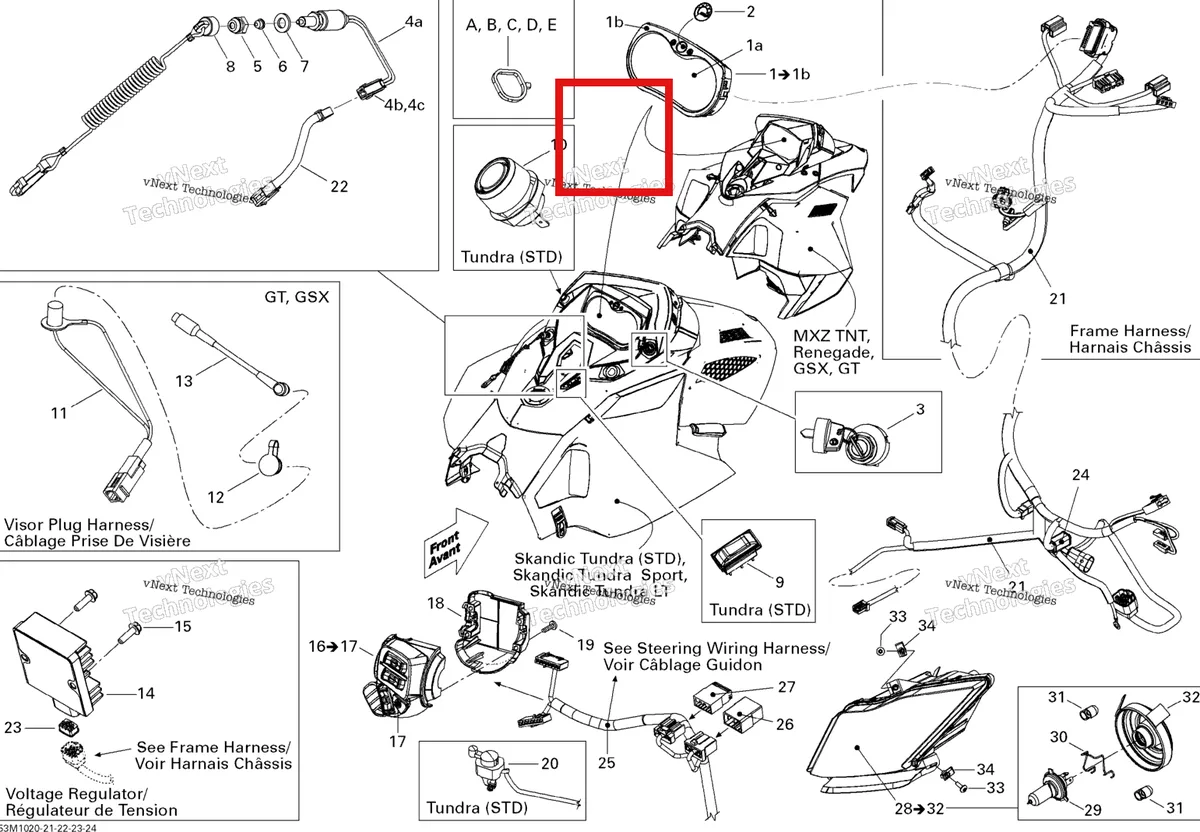 Деталь 503183500 (Шайба) на схеме узла 2010 Ski-Doo Grand-Touring Sport 550F Electrical Accessories