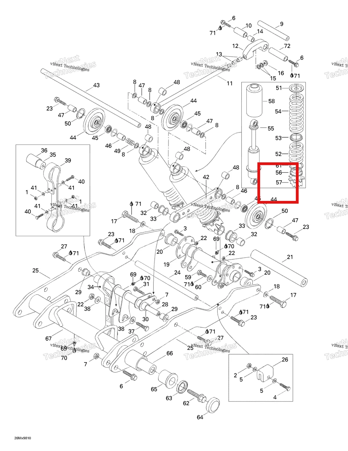 Деталь 503185700 на схеме узла 1998 Ski-Doo Formula Z 670 Rear Suspension 2