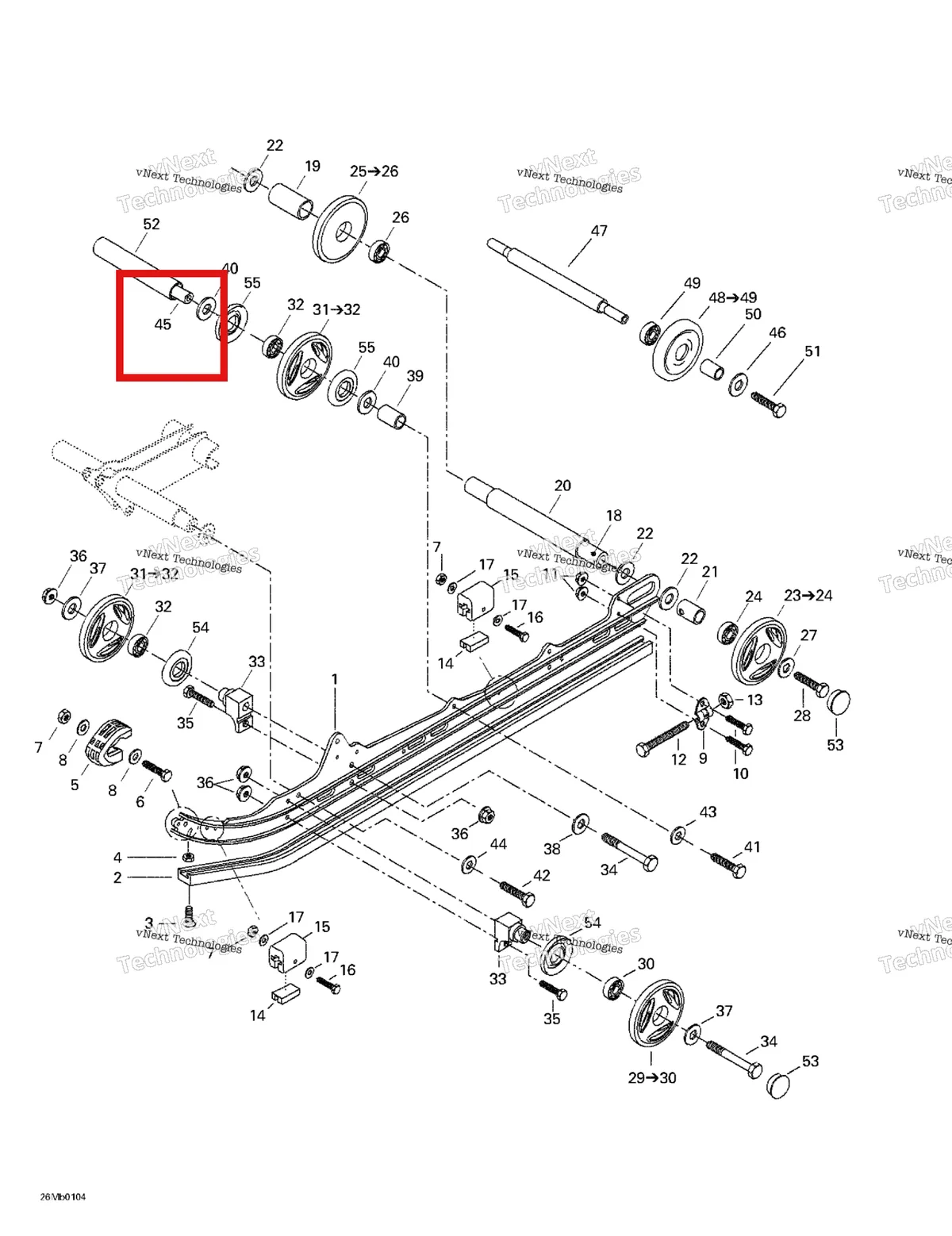 Деталь 503188700 на схеме узла 2001 Ski-Doo Formula Deluxe 380 F Rear Suspension