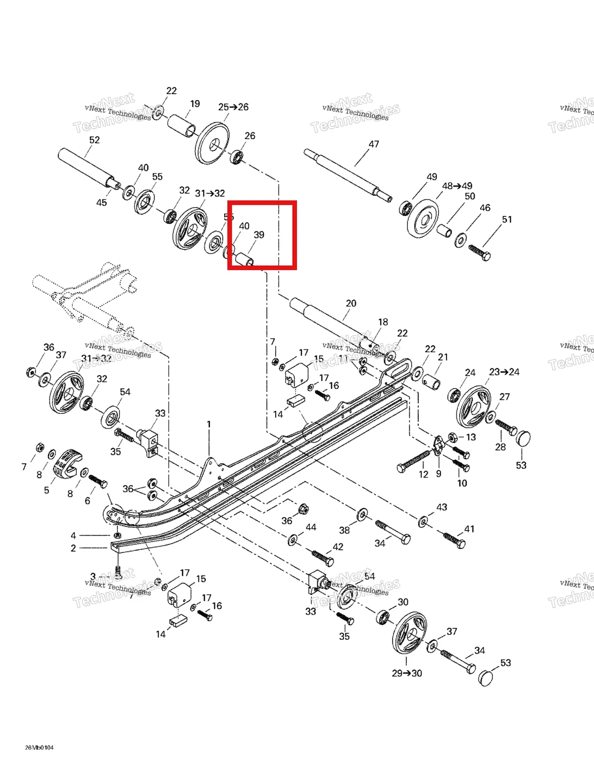 Деталь 503188800 на схеме узла 2001 Ski-Doo Formula Deluxe 380 F Rear Suspension