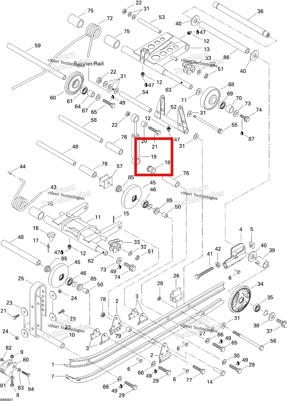 Деталь 503188901 на схеме узла 2005 Ski-Doo Tundra R Rear Suspension