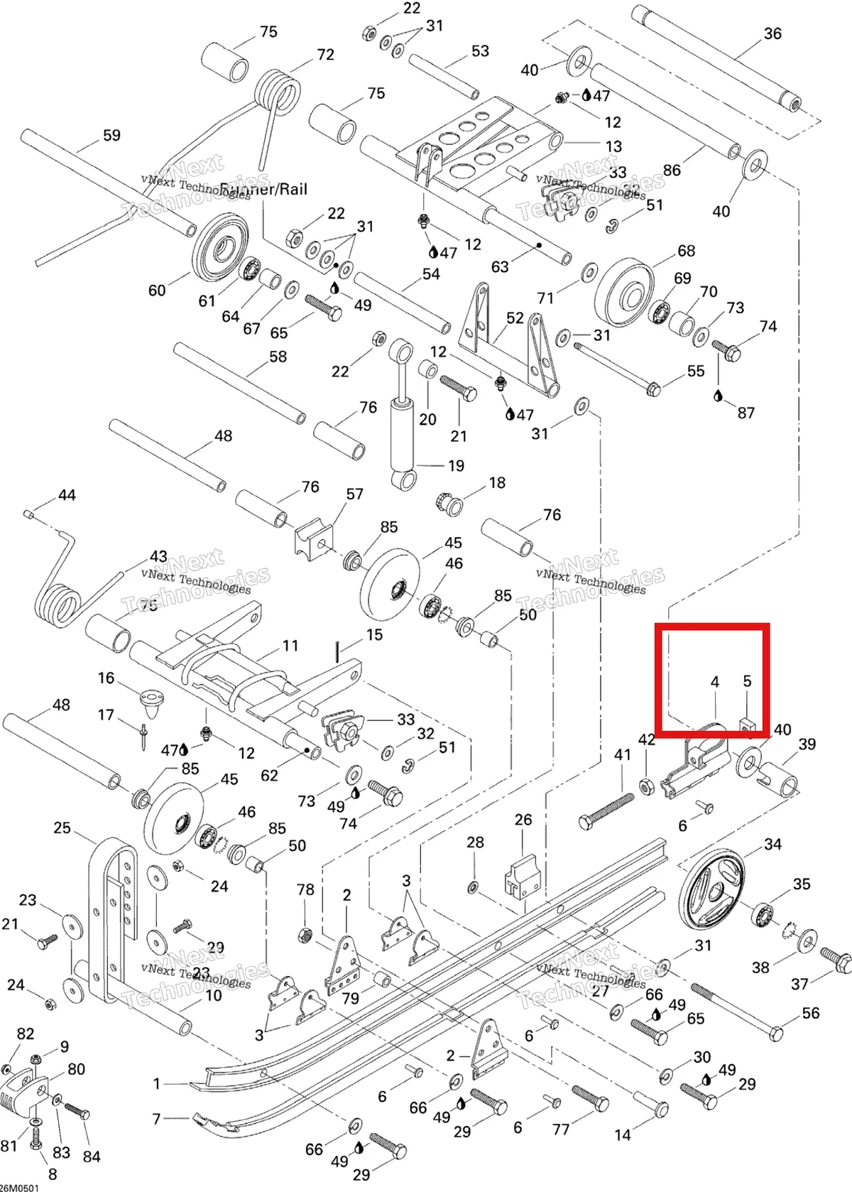 Деталь 503188921 на схеме узла 2005 Ski-Doo Tundra R Rear Suspension