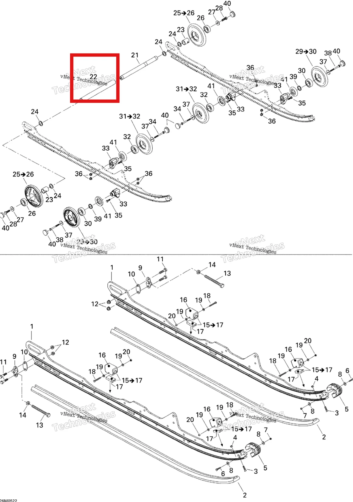 Деталь 503188941 на схеме узла 2005 Ski-Doo Expedition 550F Rear Suspension