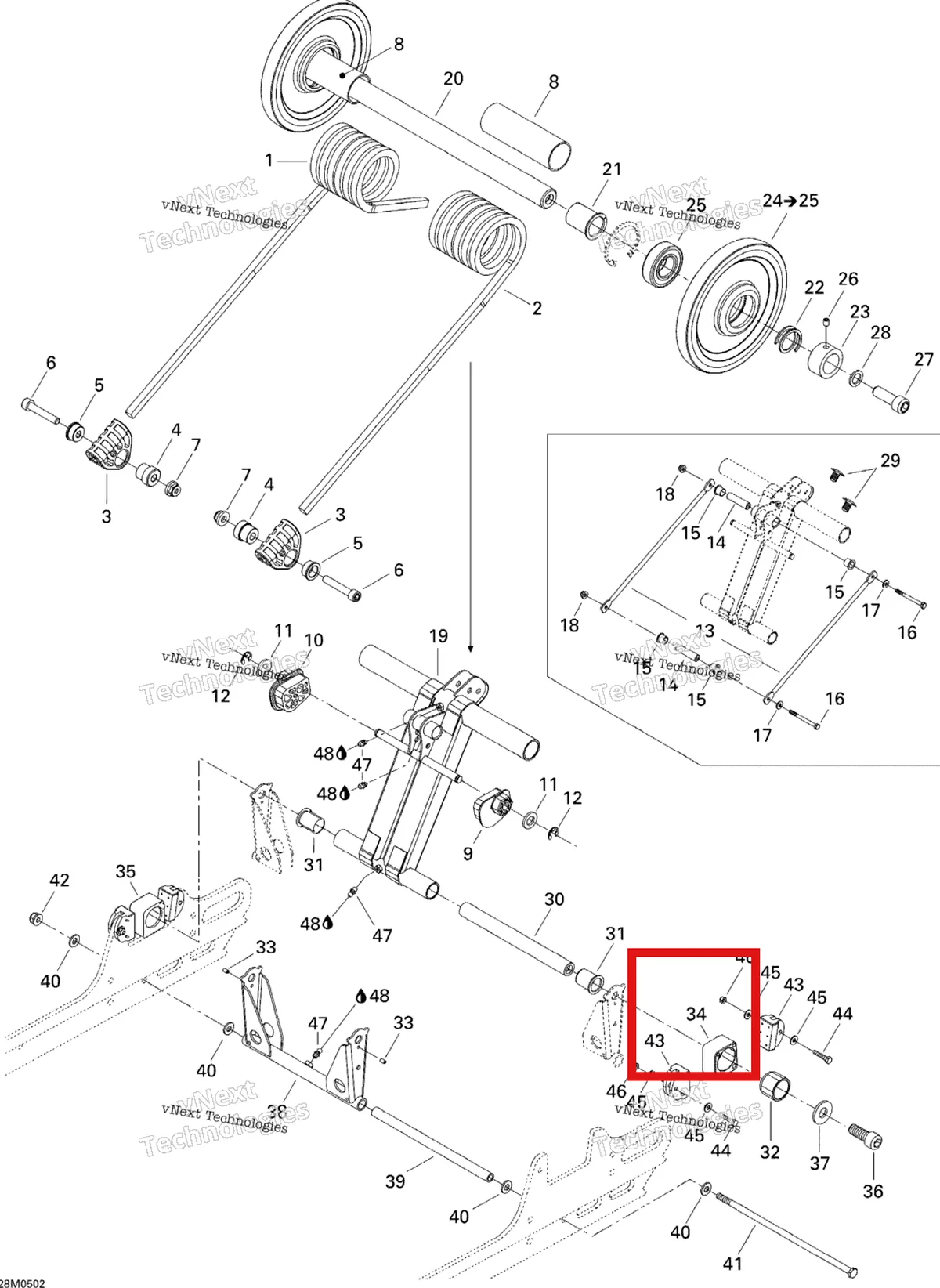 Деталь 503189152 на схеме узла 2005 Ski-Doo GSX 380F Rear Arm Gsx