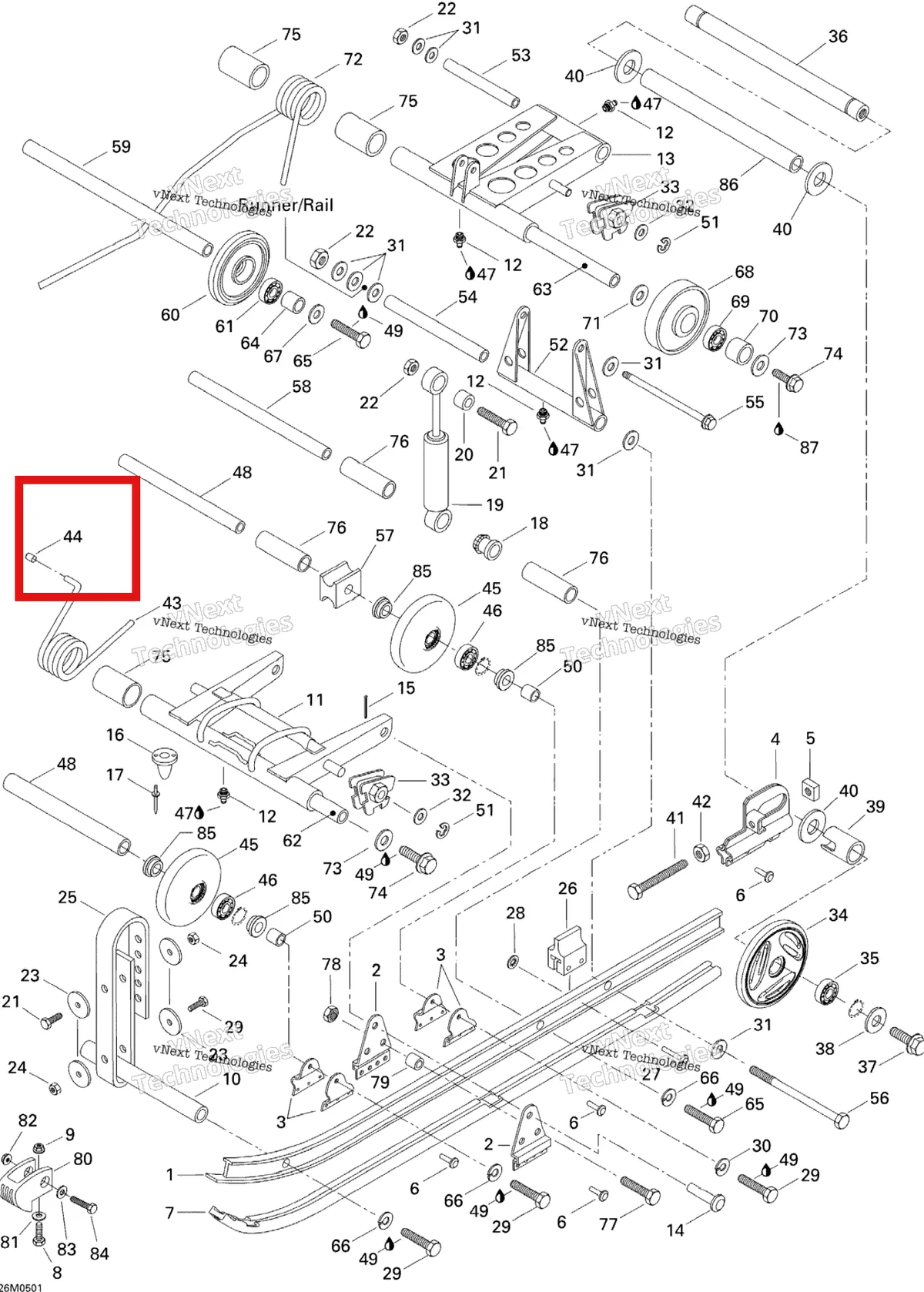Деталь 503189165 на схеме узла 2005 Ski-Doo Tundra R Rear Suspension