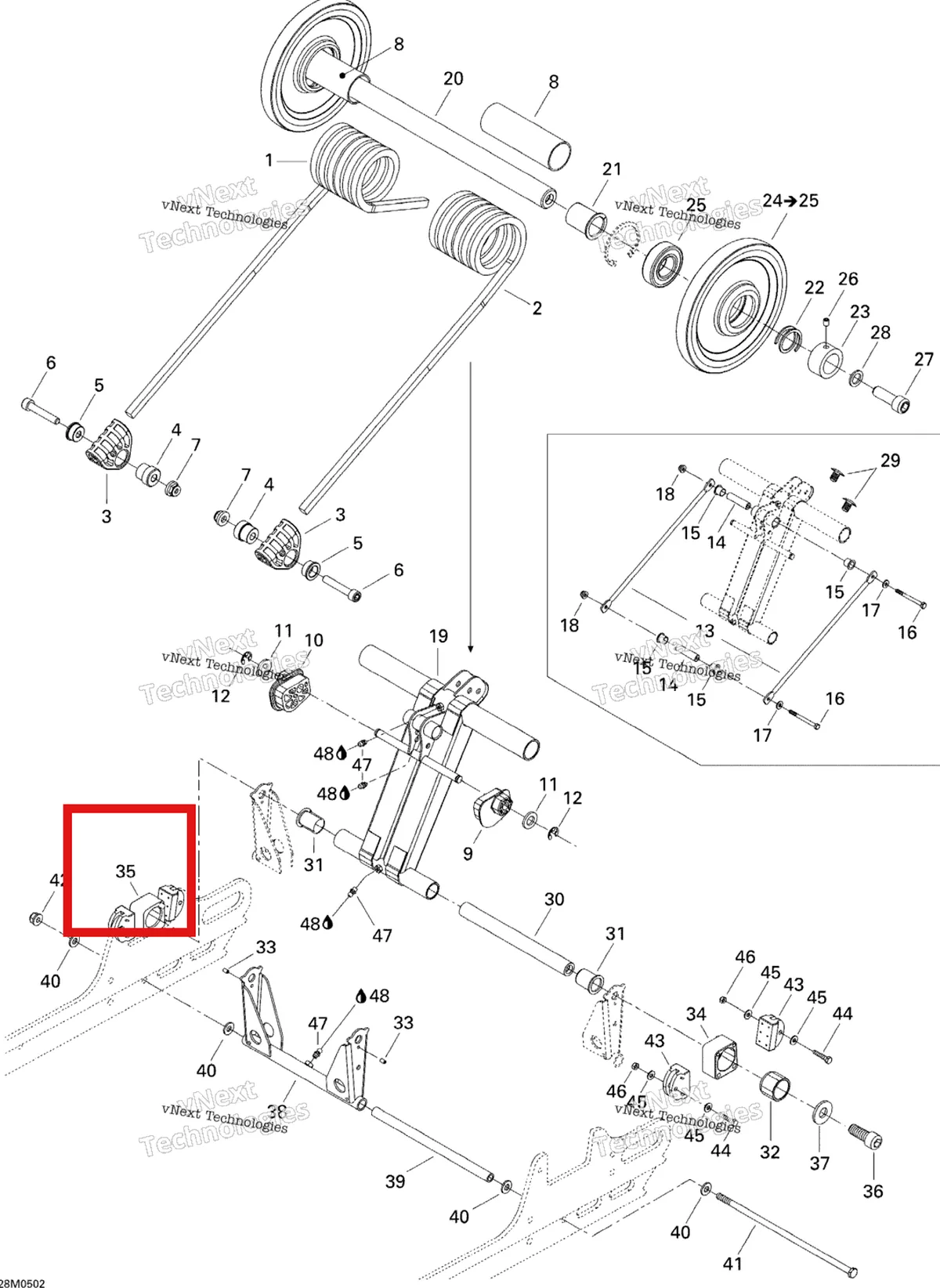 Деталь 503189170 на схеме узла 2005 Ski-Doo GSX 380F Rear Arm Gsx