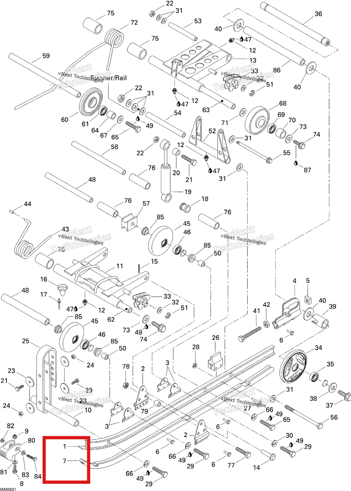 Деталь 503189239 на схеме узла 2005 Ski-Doo Tundra R Rear Suspension