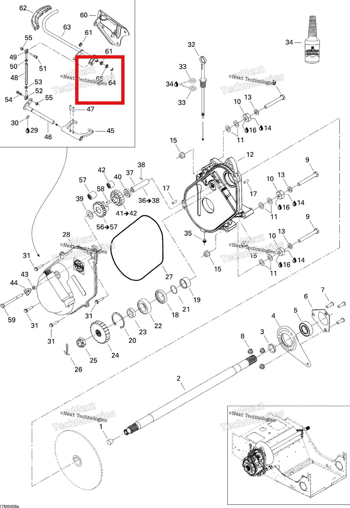 Деталь 503189264 (Шайба) на схеме узла 2005 Ski-Doo Legend V-1000 Drive System 1