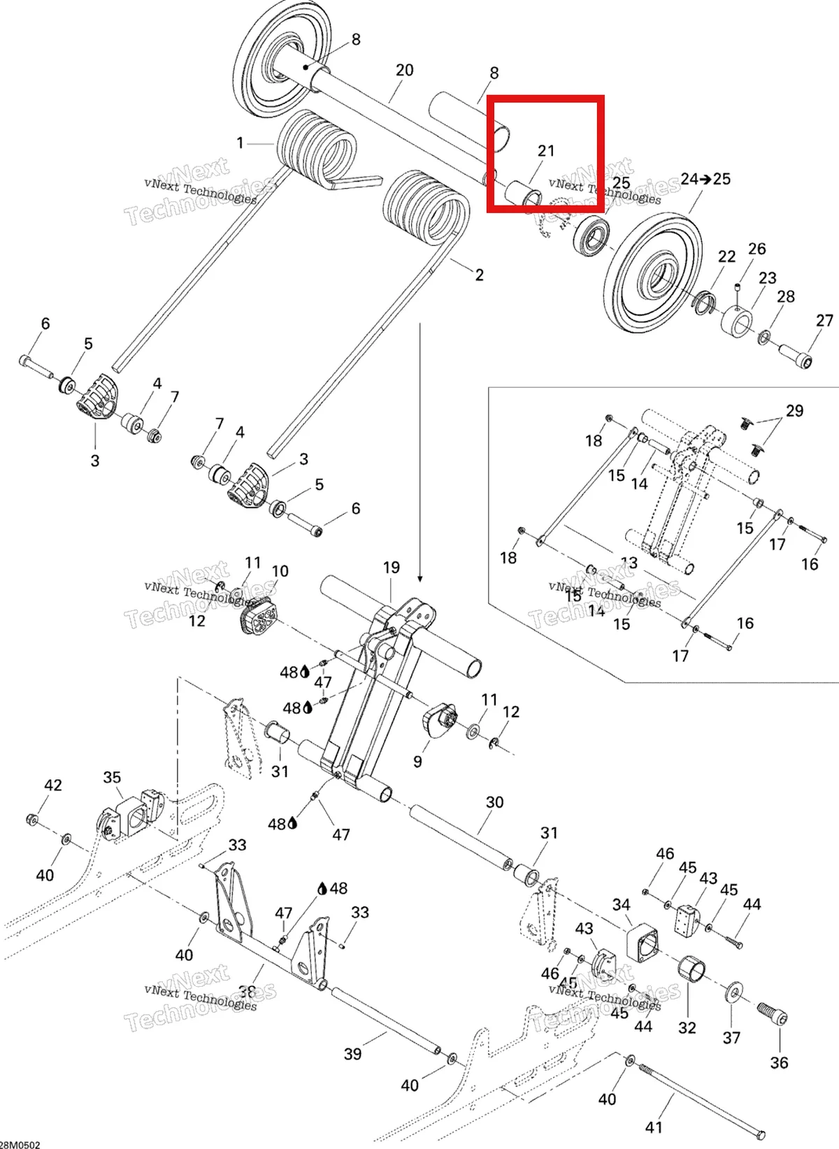 Деталь 503189288 на схеме узла 2005 Ski-Doo GSX 380F Rear Arm Gsx