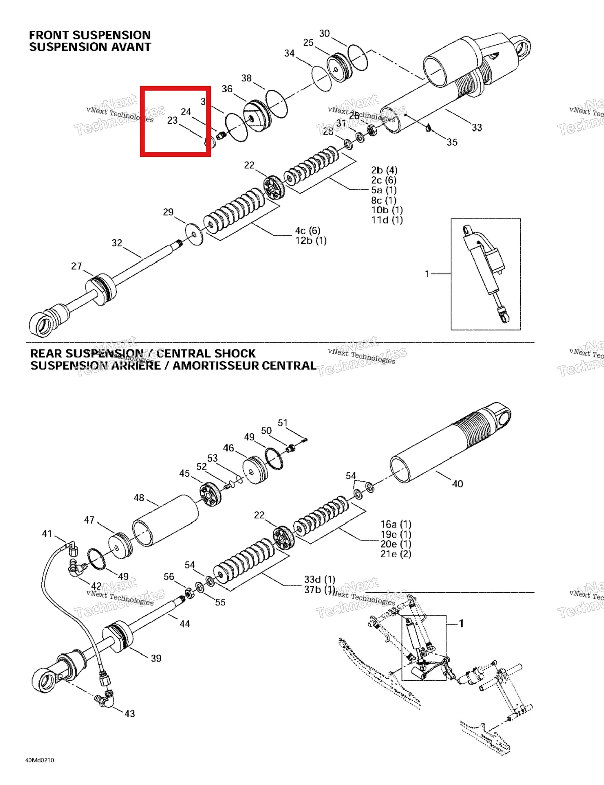 Деталь 503189307 на схеме узла 2002 Ski-Doo MX Z X 440 Front Take Apart Shocks