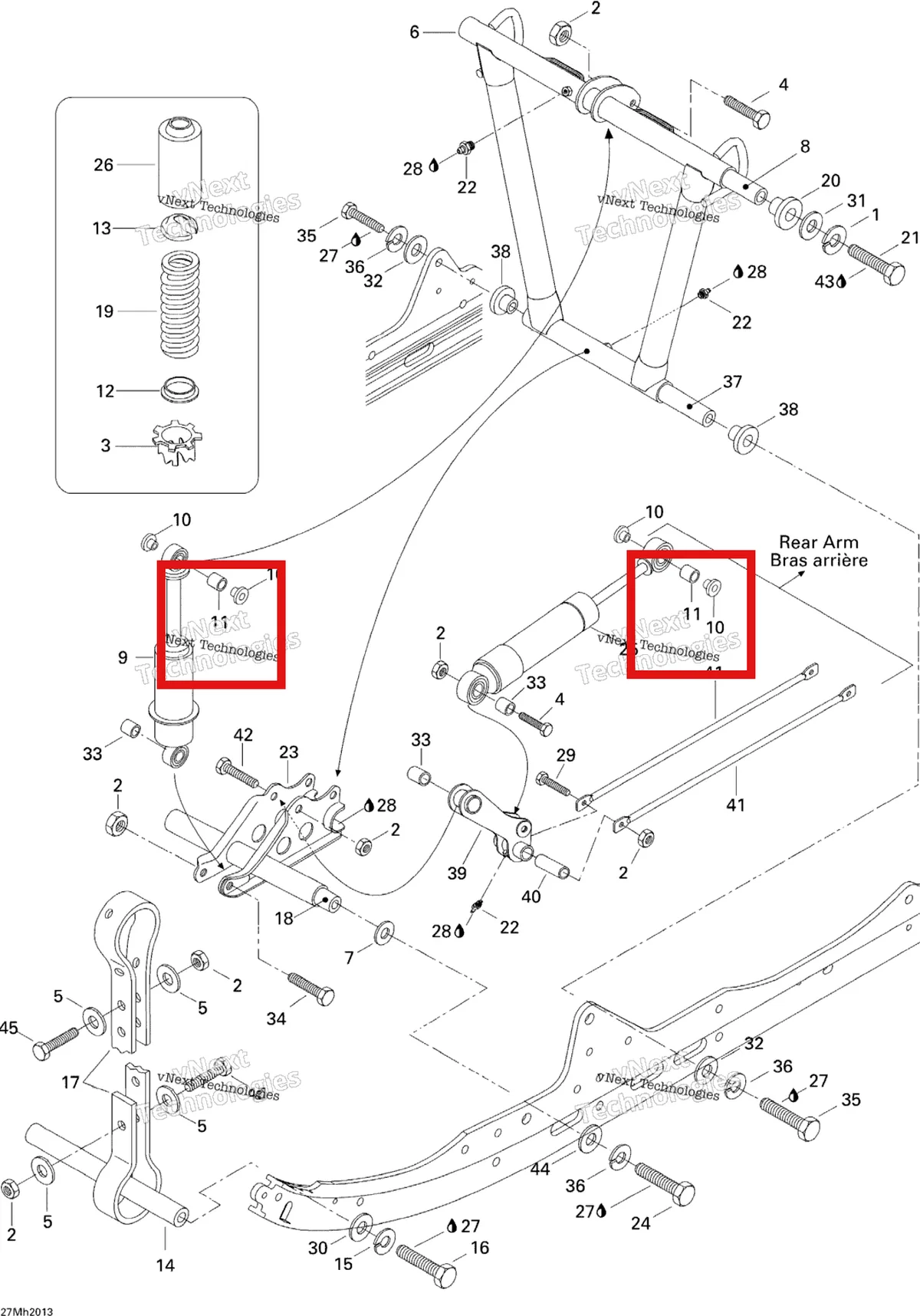 Деталь 503189363 на схеме узла 2000 Ski-Doo Formula III 700 R Front Arm, Rear Suspension