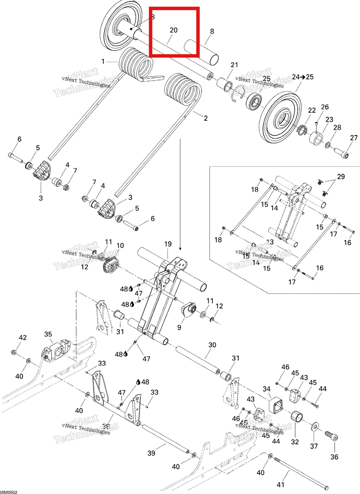 Деталь 503189412 на схеме узла 2005 Ski-Doo GSX 380F Rear Arm Gsx