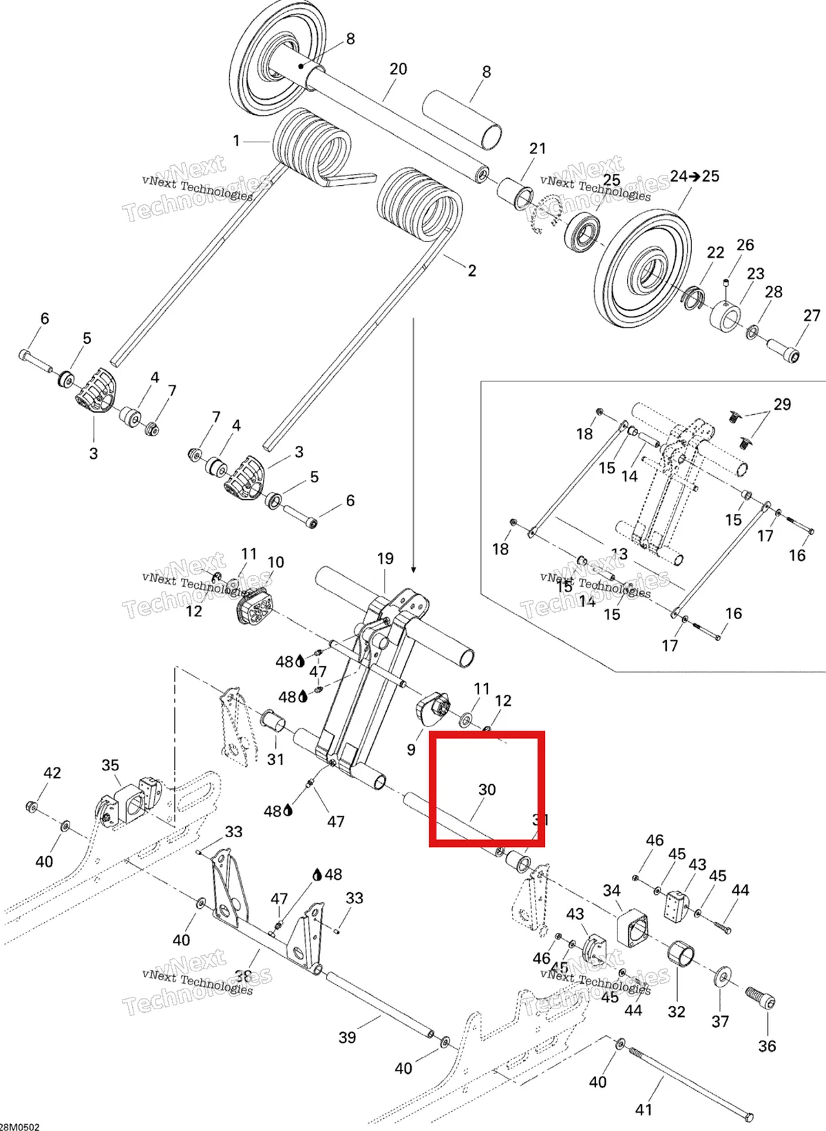 Деталь 503189413 на схеме узла 2005 Ski-Doo GSX 380F Rear Arm Gsx