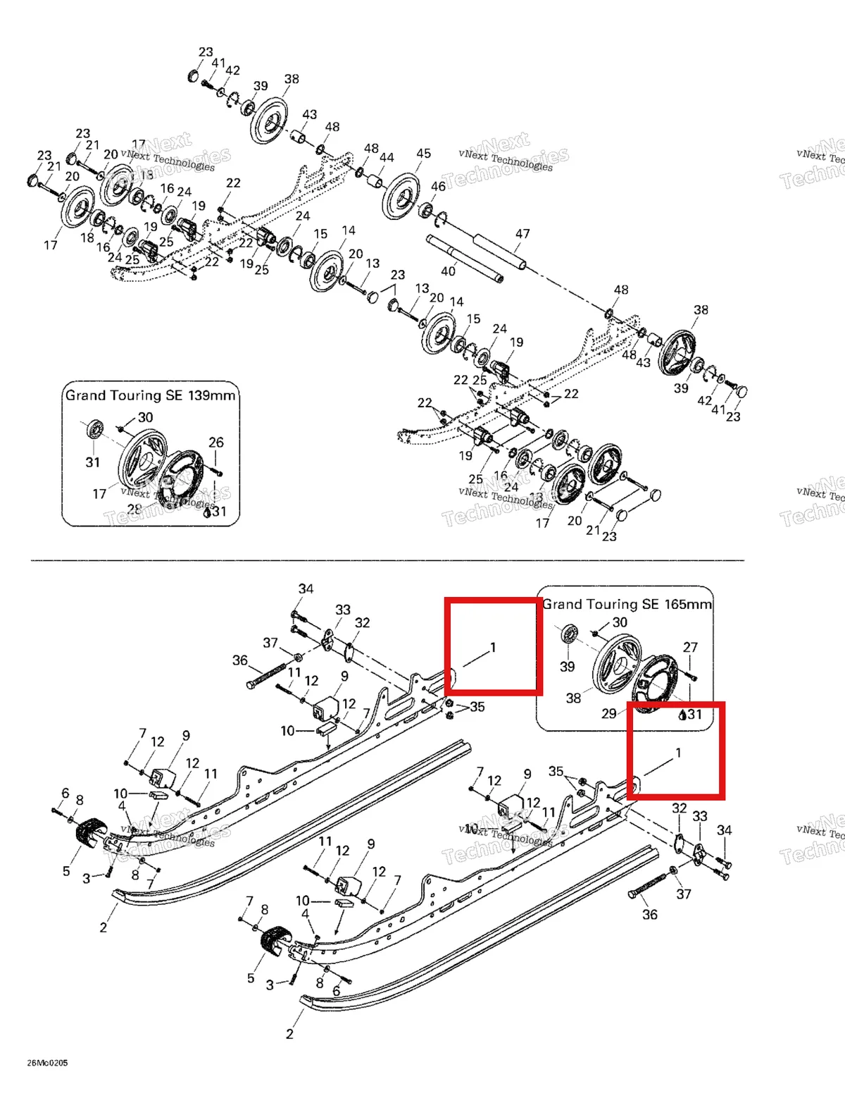 Деталь 503189415 на схеме узла 2002 Ski-Doo Grand Touring 500/600/700/800 Rear Suspension