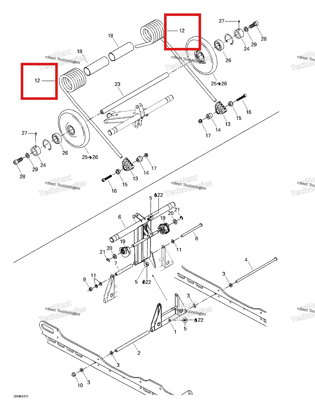 Деталь 503189522 на схеме узла 2003 Ski-Doo Grand Touring 380 F/550 F Rear Arm