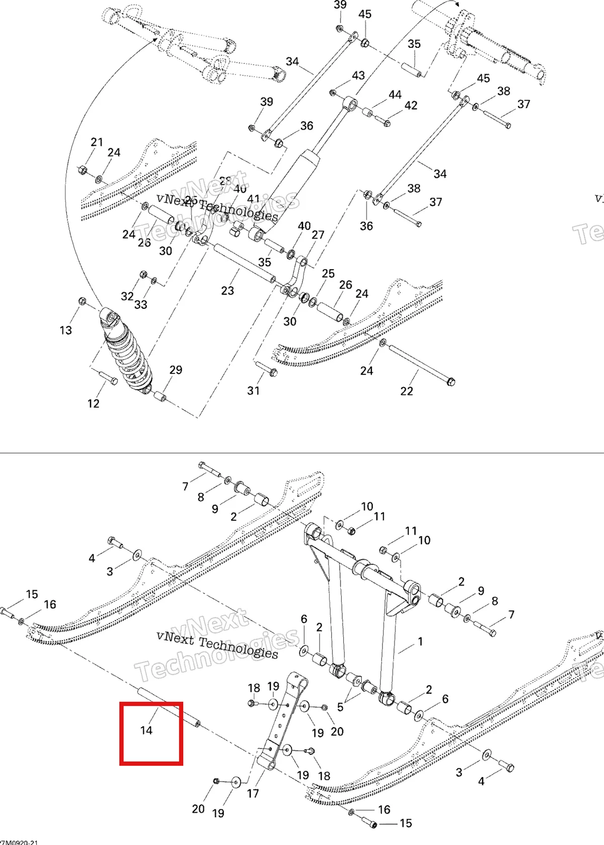 Деталь 503189562 (Мост) на схеме узла 2009 Ski-Doo GSX Fan Front Arm