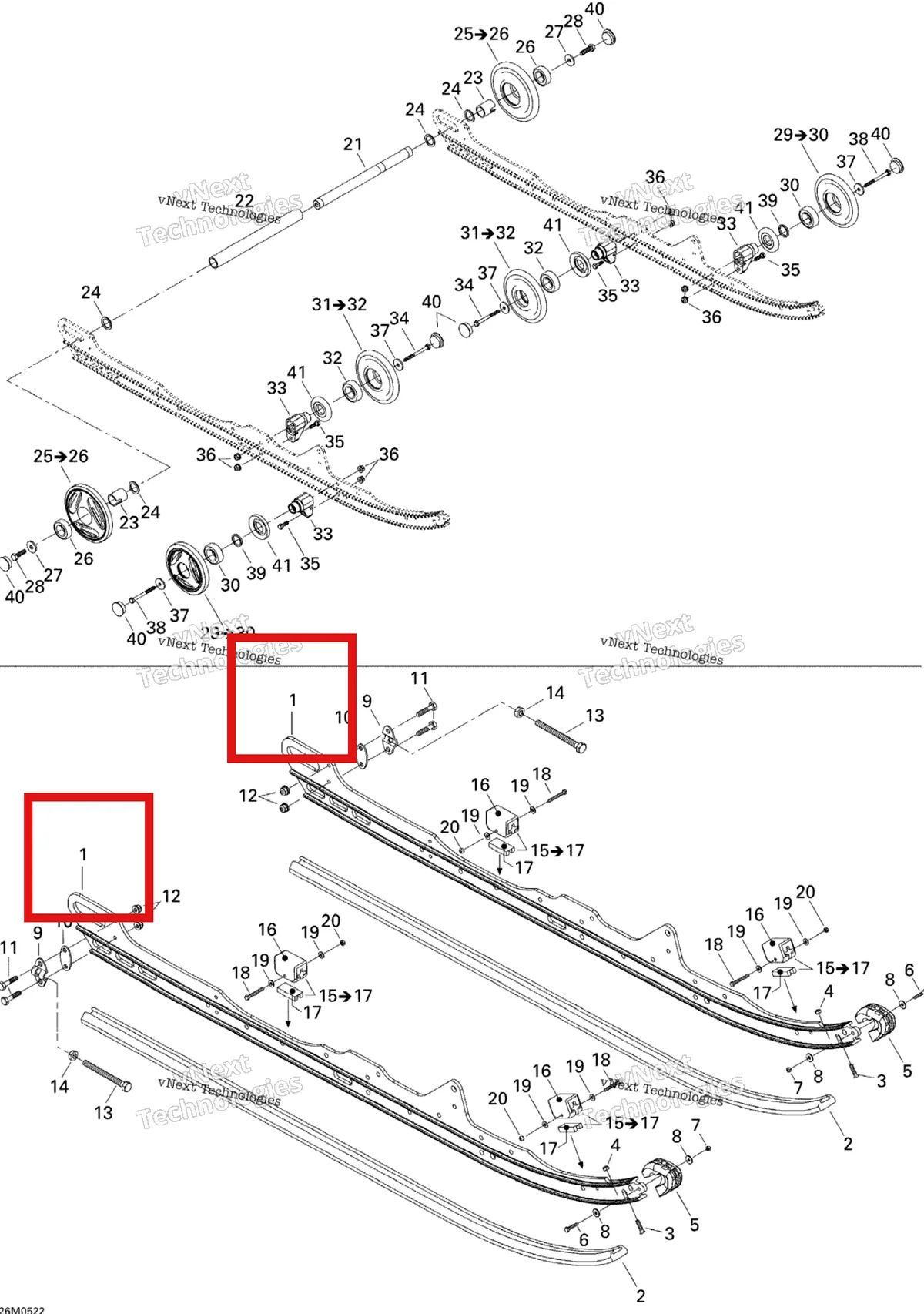 Деталь 503189582 на схеме узла 2005 Ski-Doo Expedition 550F Rear Suspension