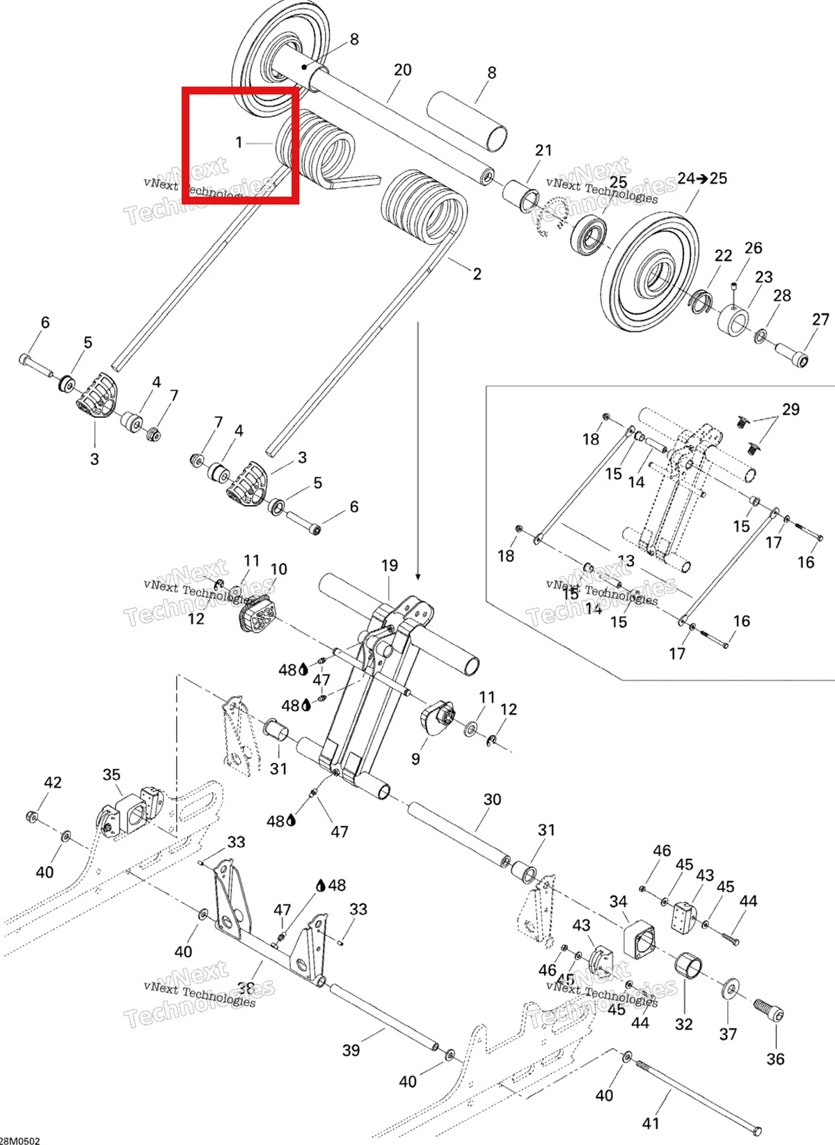 Деталь 503189592 на схеме узла 2005 Ski-Doo GSX 380F Rear Arm Gsx