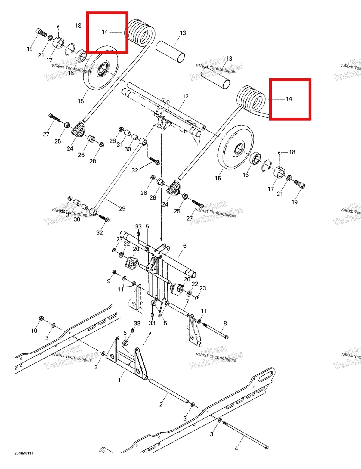 Деталь 503189627 на схеме узла 2001 Ski-Doo Summit 600/700/800 Rear Arm