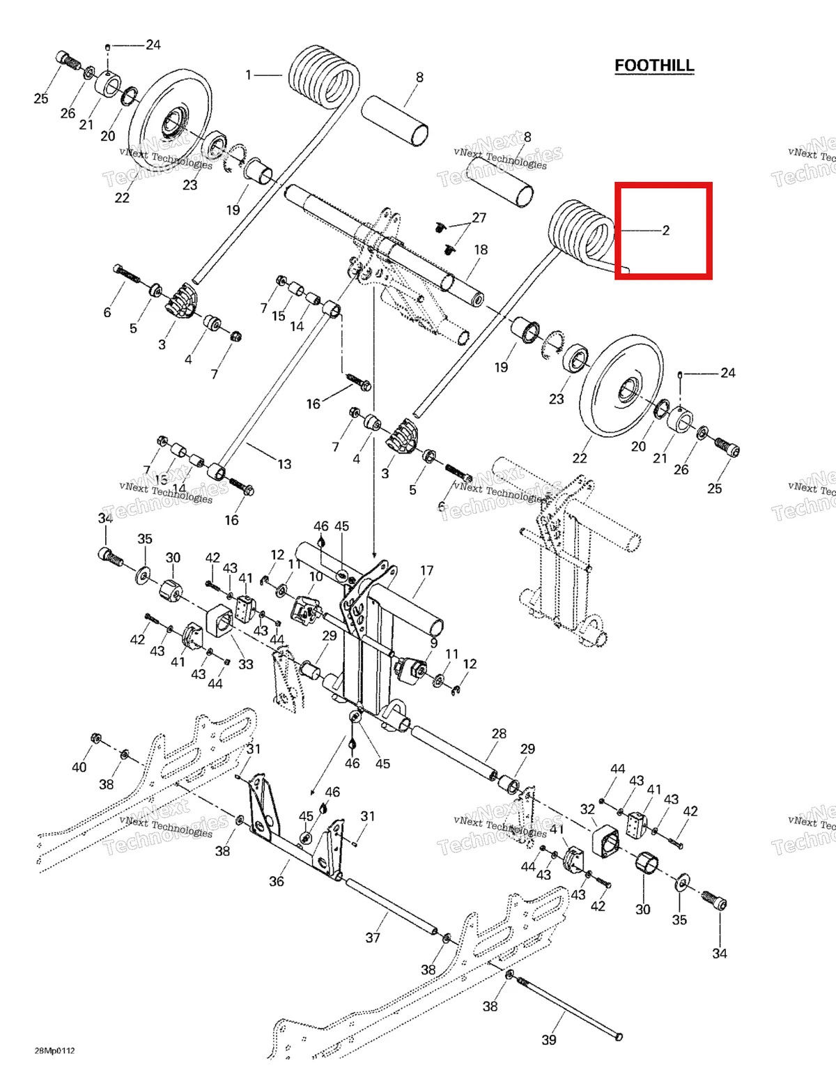 Деталь 503189629 на схеме узла 2001 Ski-Doo Summit 600/700/800 Rear Arm, Foothill