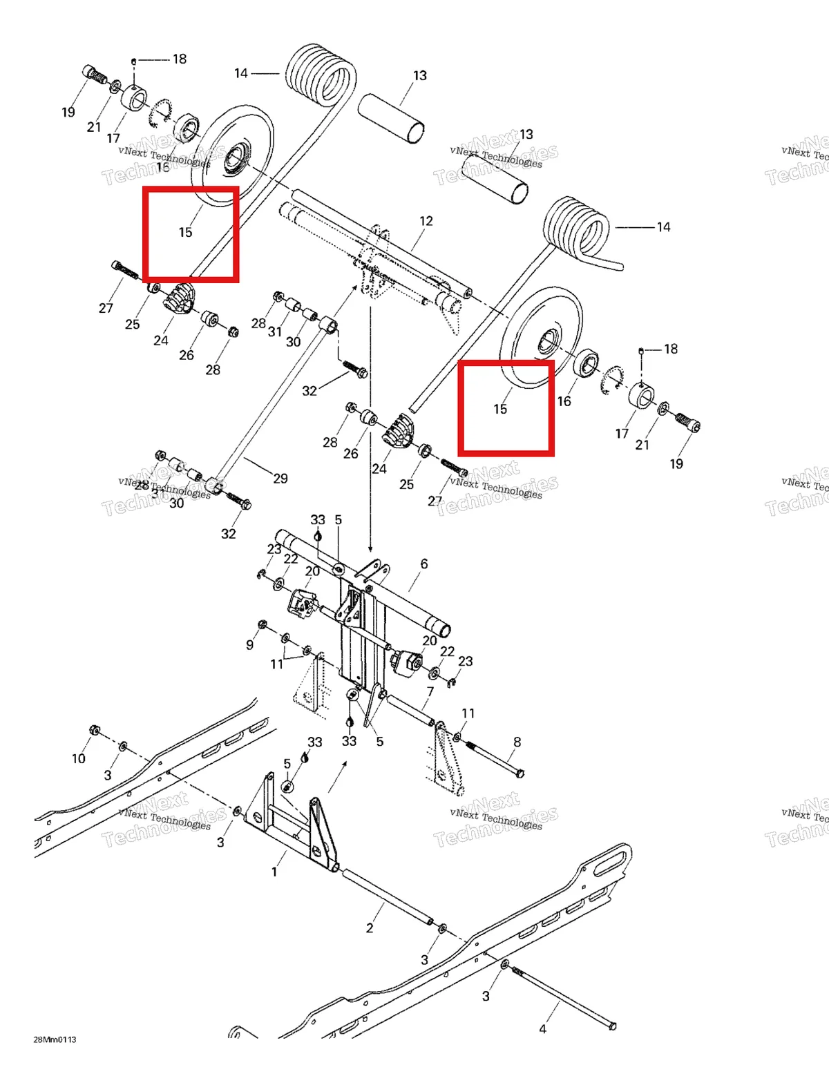 Деталь 503189658 на схеме узла 2001 Ski-Doo Summit 600/700/800 Rear Arm