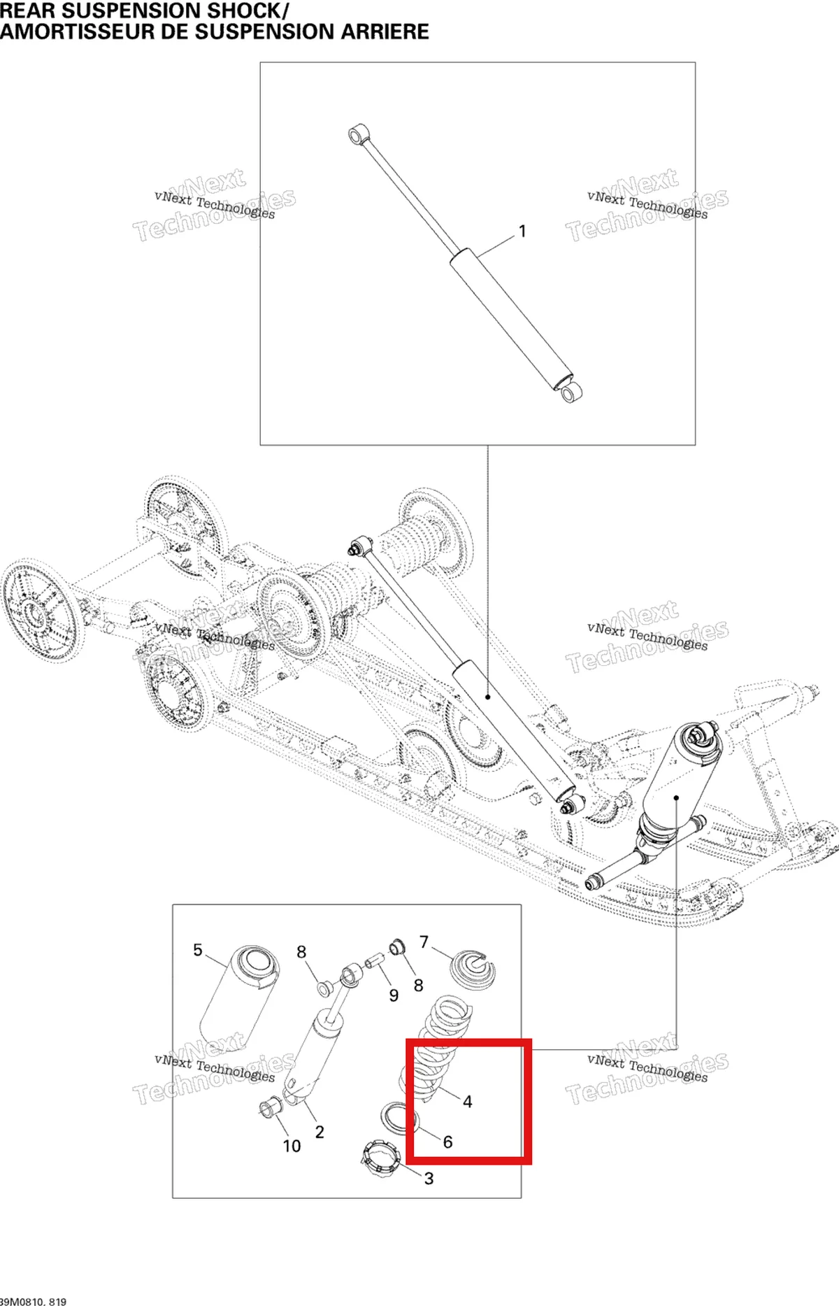 Деталь 503189659 на схеме узла 2008 Ski-Doo Skandic Tundra LT V-800 Rear Suspension Shocks