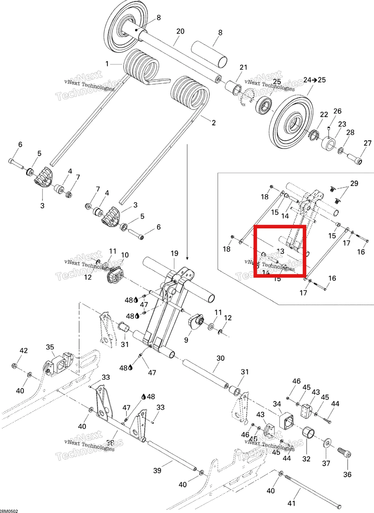 Деталь 503189726 на схеме узла 2005 Ski-Doo GSX 380F Rear Arm Gsx