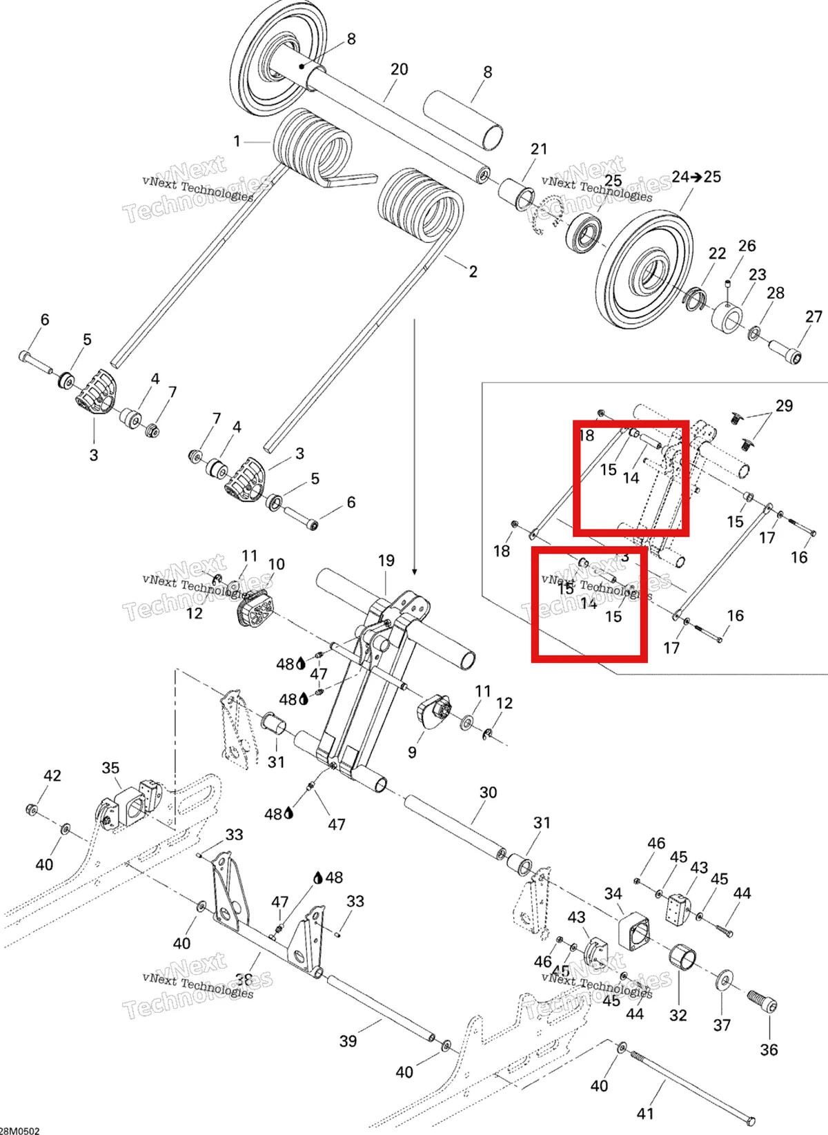 Деталь 503189815 на схеме узла 2005 Ski-Doo GSX 380F Rear Arm Gsx