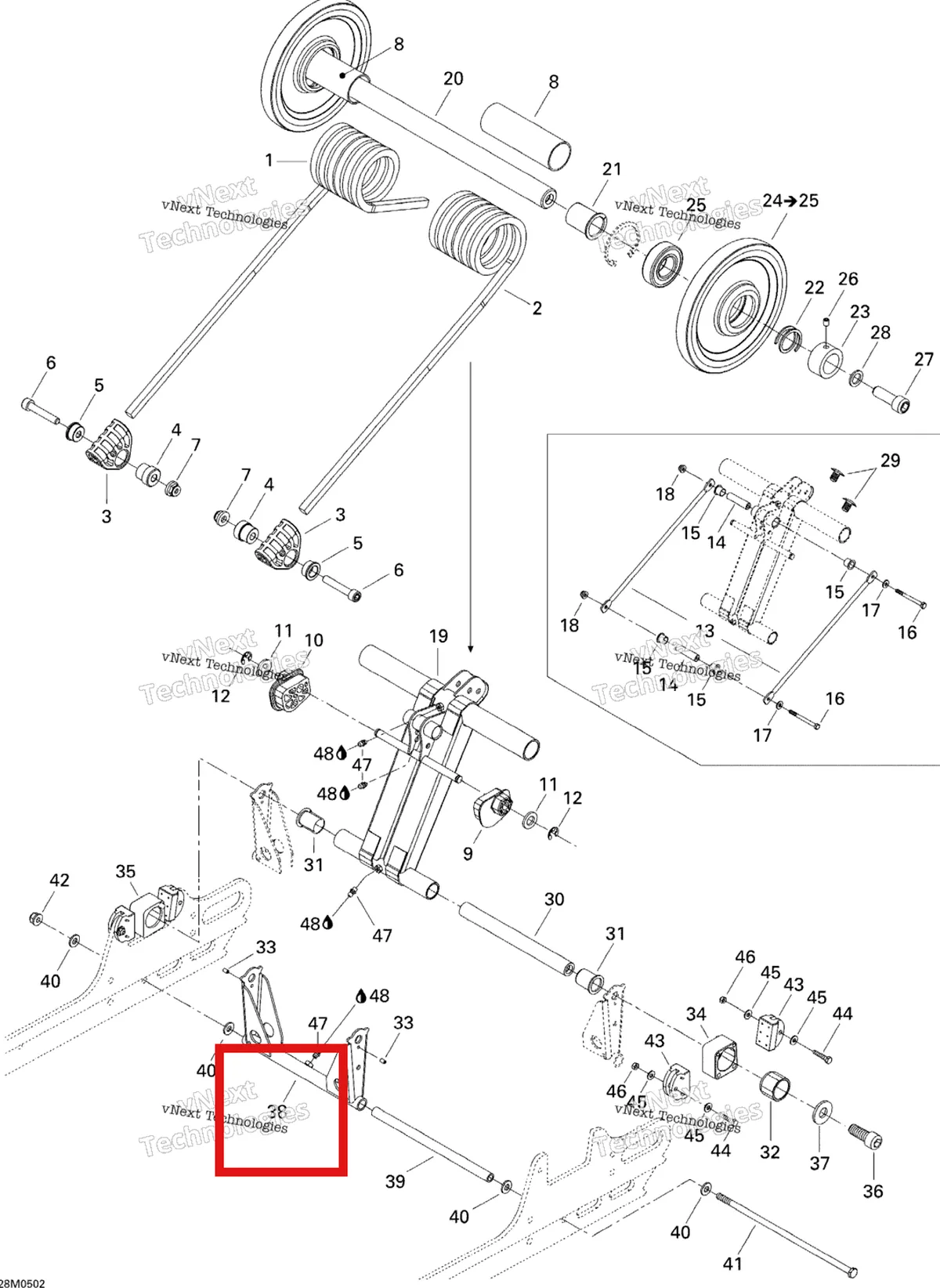 Деталь 503189819 на схеме узла 2005 Ski-Doo GSX 380F Rear Arm Gsx