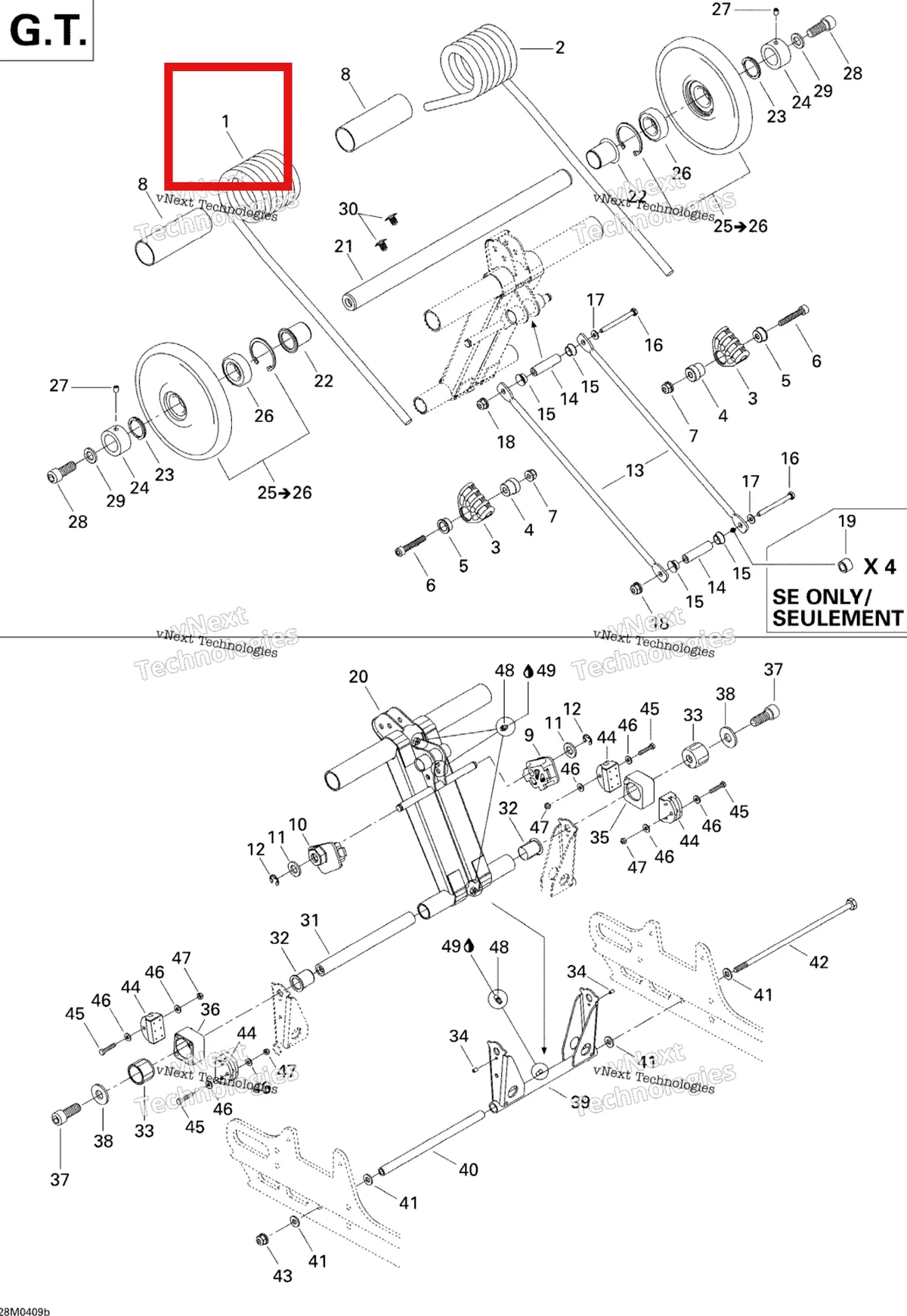 Деталь 503189992 на схеме узла 2005 Ski-Doo Legend V-1000 Rear Arm Gt
