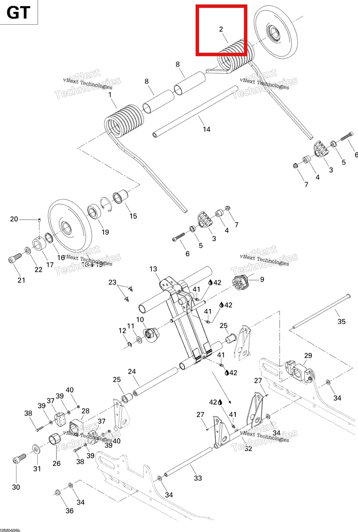 Деталь 503189994 на схеме узла 2004 Ski-Doo Legend 600 HO SDI Rear Arm Gt