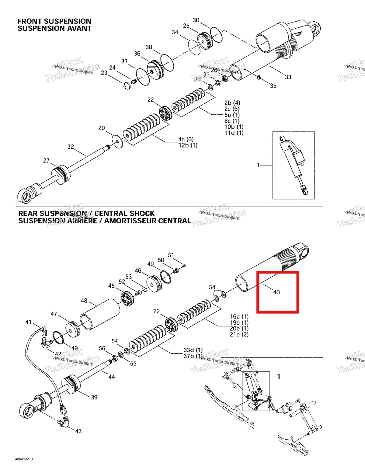 Деталь 503190043 на схеме узла 2002 Ski-Doo MX Z X 440 Front Take Apart Shocks
