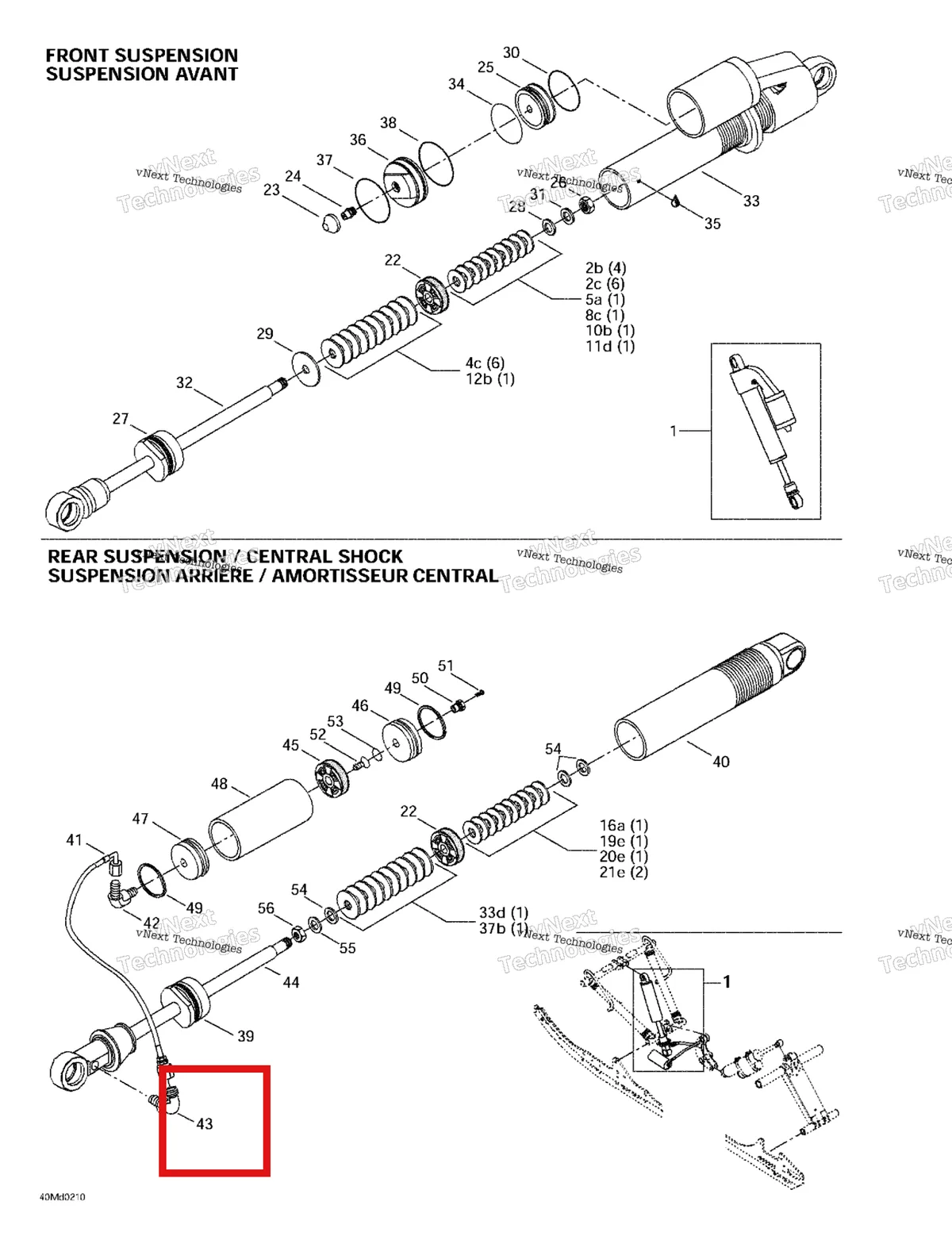 Деталь 503190046 на схеме узла 2002 Ski-Doo MX Z X 440 Front Take Apart Shocks