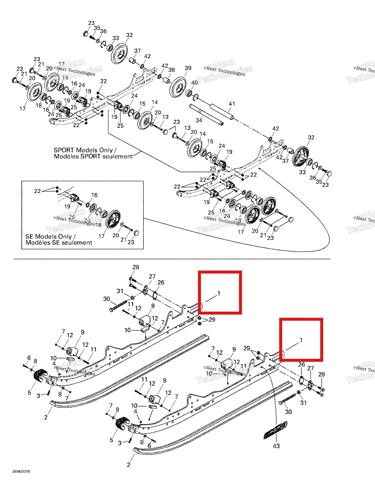 Деталь 503190107 на схеме узла 2003 Ski-Doo Grand Touring 500/600/700 Rear Suspension