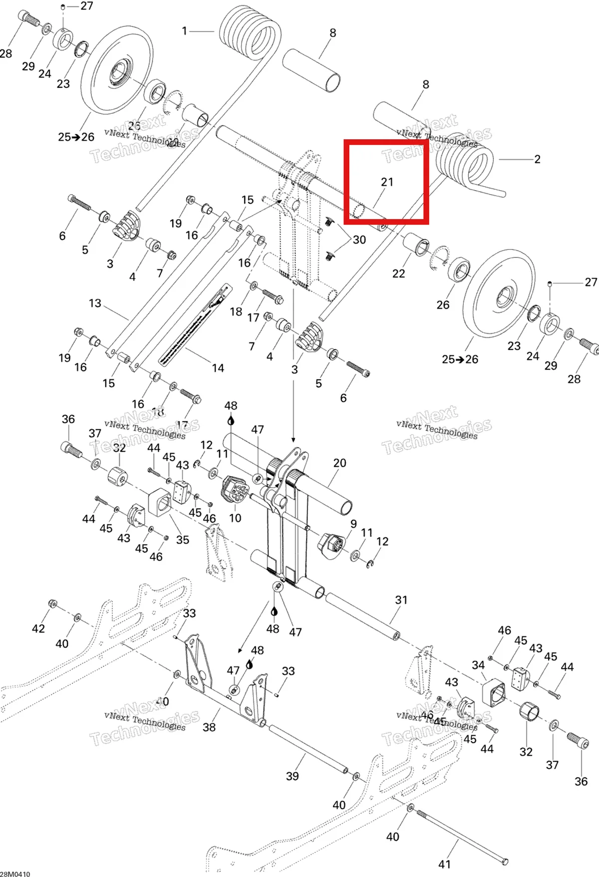 Деталь 503190243 на схеме узла 2004 Ski-Doo MX Z X 440 Racing Rear Arm