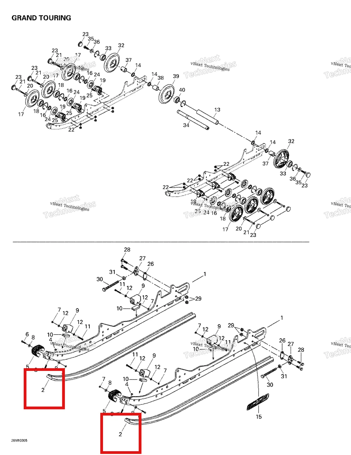 Схема применяемости: Подрез (конёк лыжи) SHOE Ski-Doo 503190257