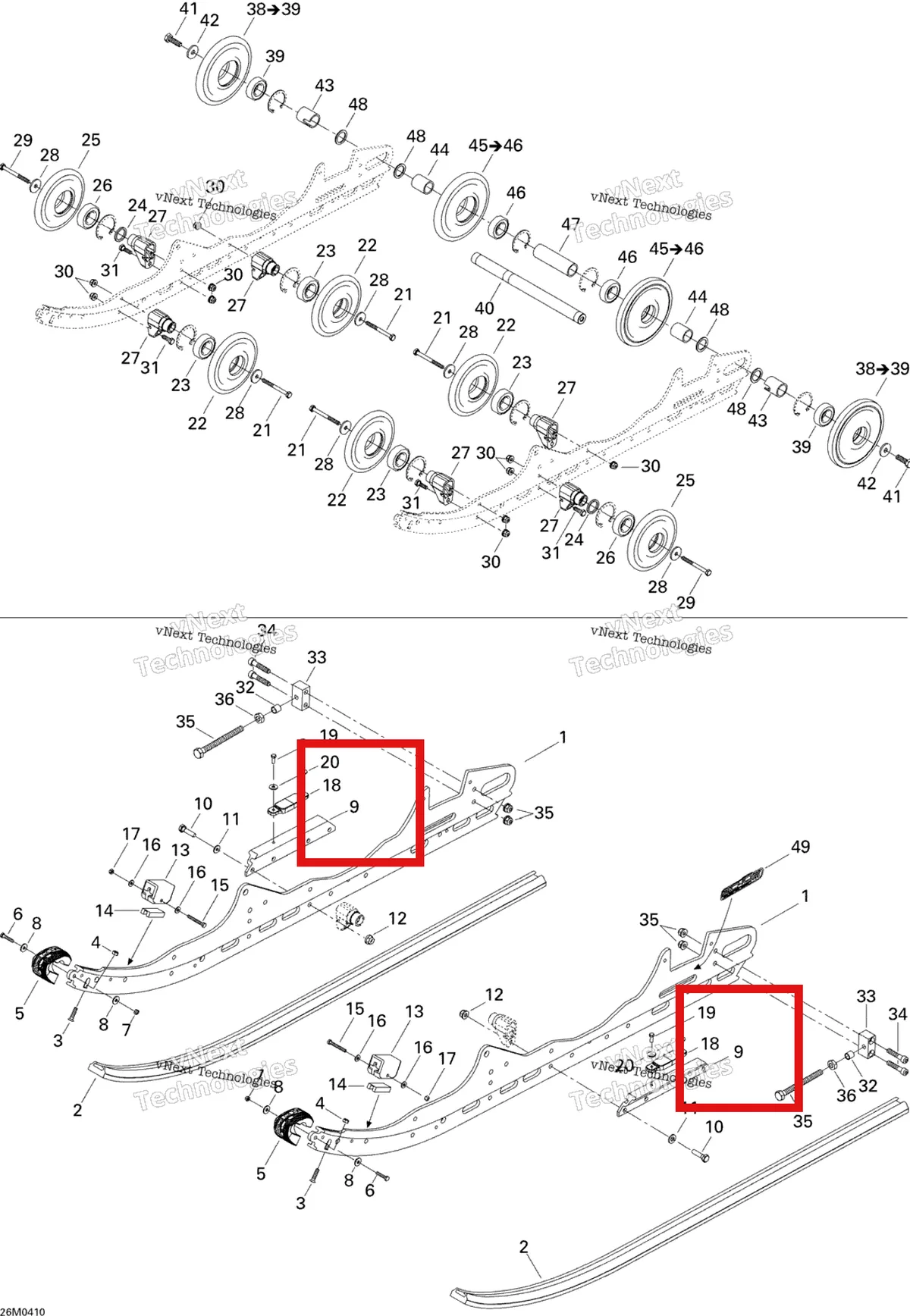 Деталь 503190261 на схеме узла 2004 Ski-Doo MX Z X 440 Racing Rear Suspension