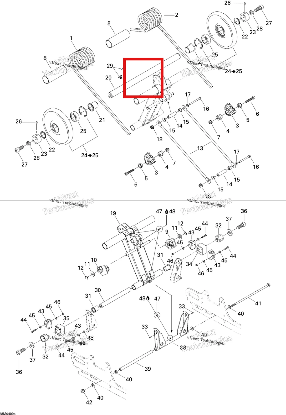 Деталь 503190329 на схеме узла 2005 Ski-Doo Legend V-1000 Rear Arm