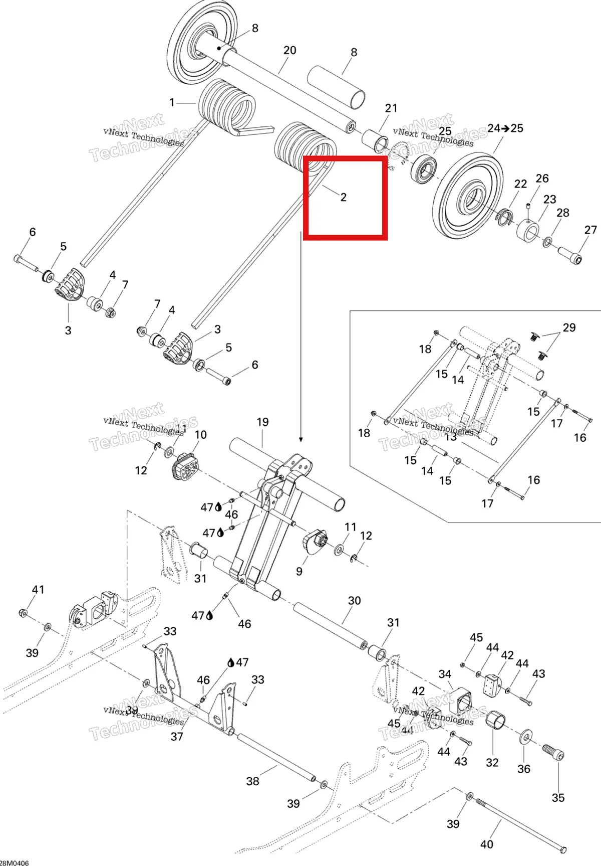 Деталь 503190331 на схеме узла 2004 Ski-Doo GSX 500SS Rear Arm