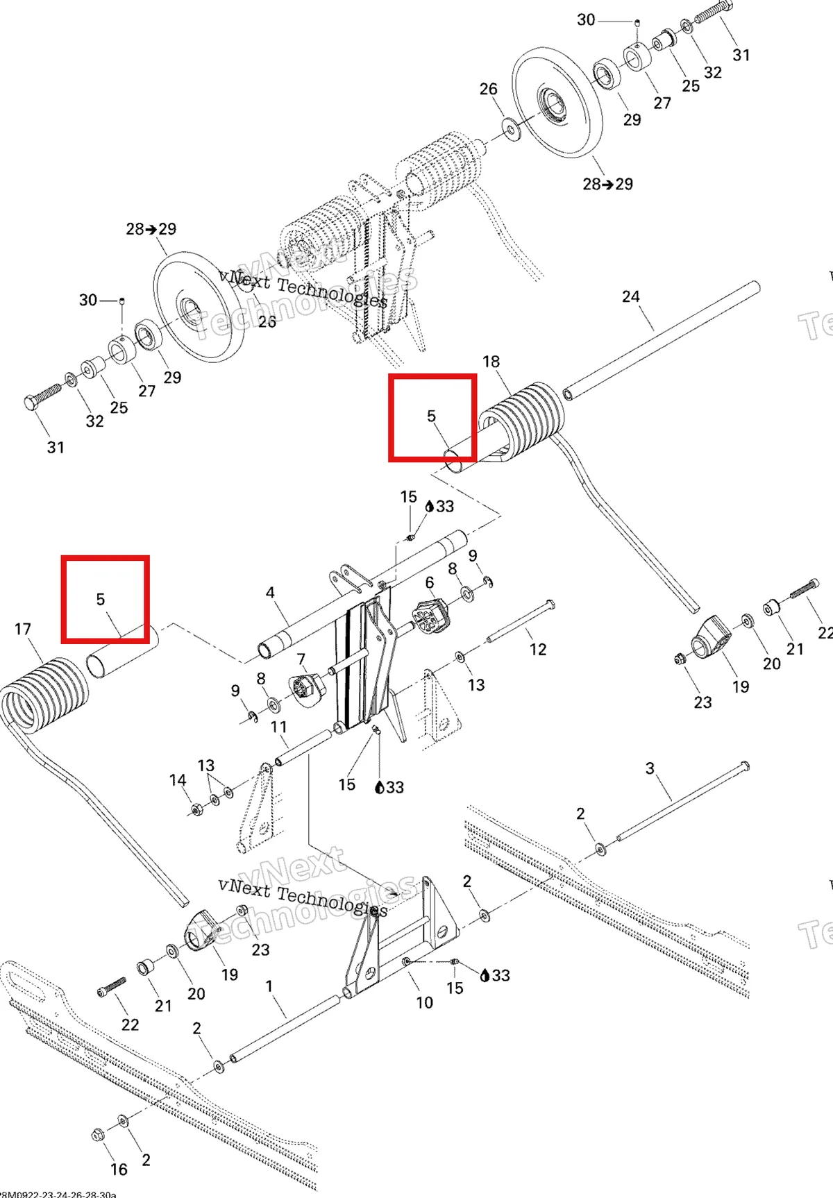 Деталь 503190333 (Втулка) на схеме узла 2009 Ski-Doo GTX Fan Rear Arm