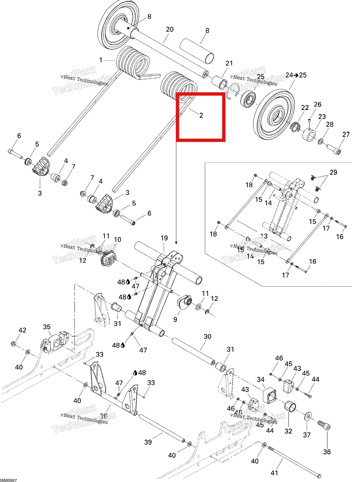 Деталь 503190335 на схеме узла 2005 Ski-Doo GSX 600 HO SDI Rear Arm
