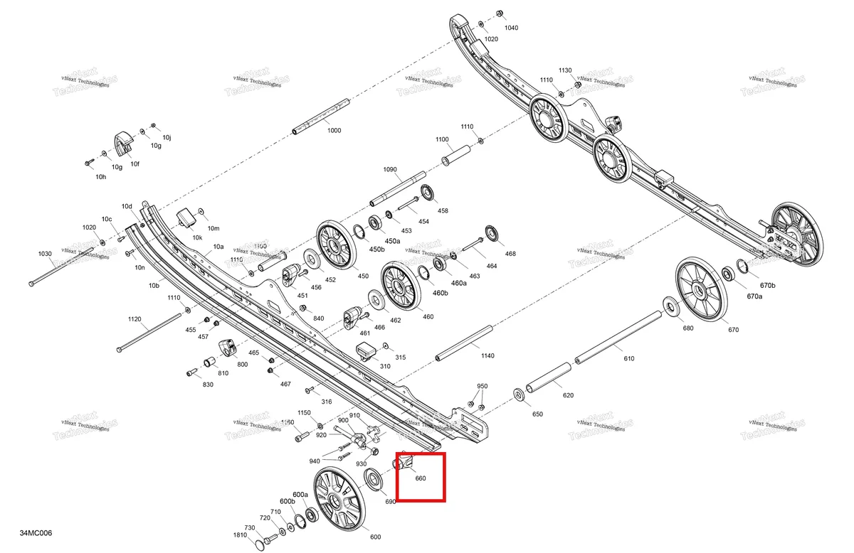 Деталь 503190428 (Проставка) на схеме узла 2023 Ski-Doo BACKCOUNTRY 154 850 E-TEC - XRS Suspension - Rear - Lower Section