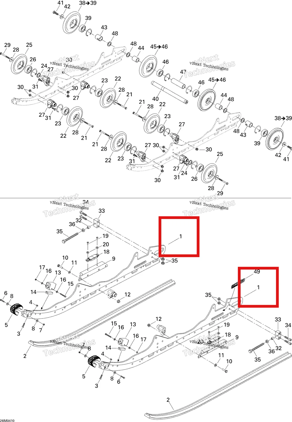 Деталь 503190440 на схеме узла 2004 Ski-Doo MX Z X 440 Racing Rear Suspension