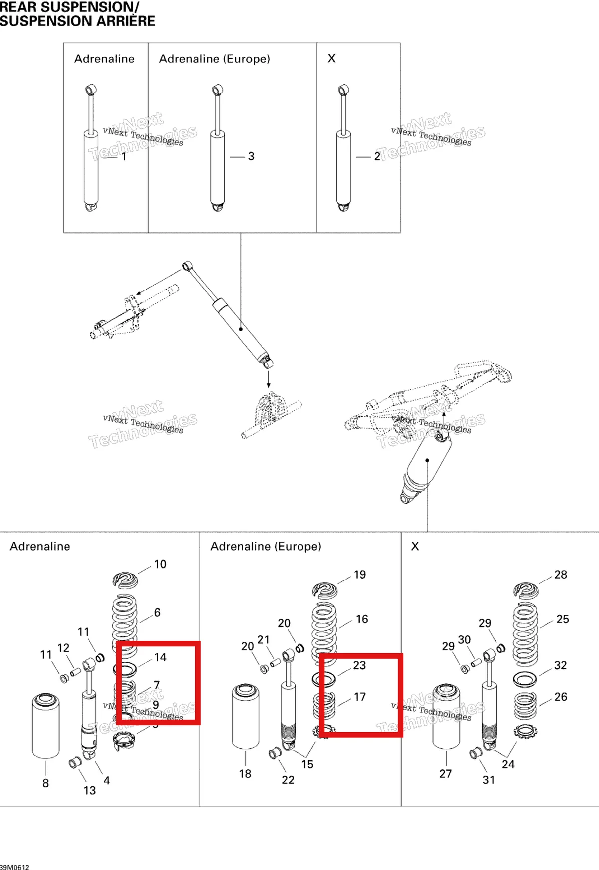 Деталь 503190471 на схеме узла 2006 Ski-Doo Summit 600 HO SDI, Adrenaline Rear Suspension Shocks 600Ho