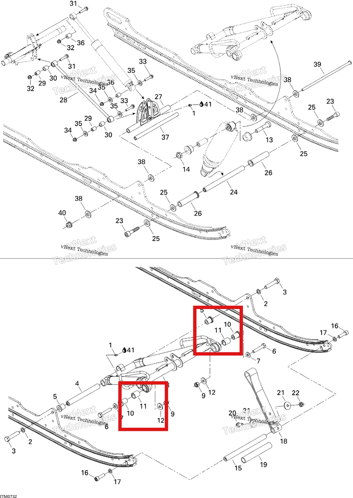 Деталь 503190474 на схеме узла 2007 Ski-Doo Summit Highmark & Highmark X 1000 SDI Front Arm