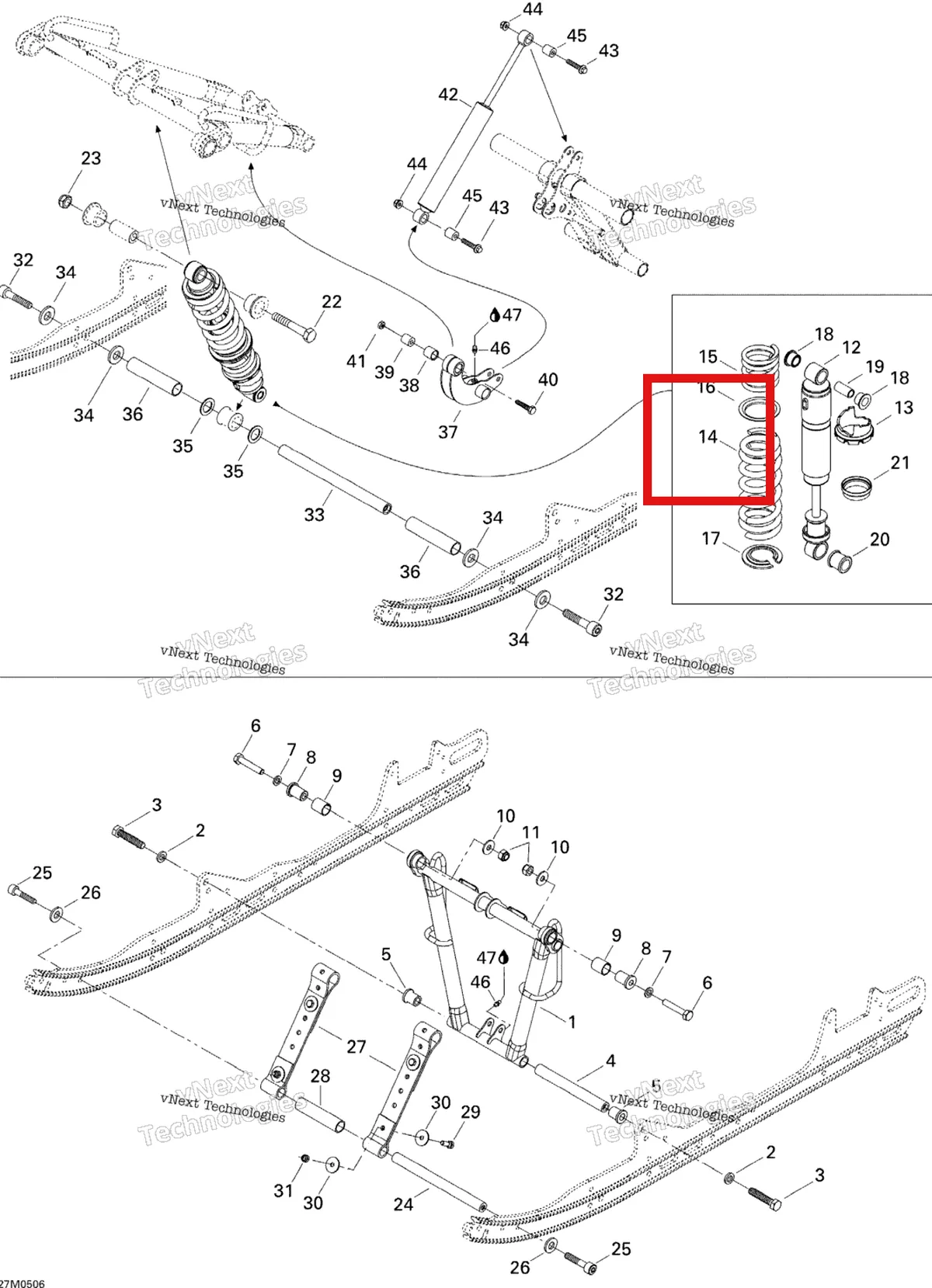 Деталь 503190478 на схеме узла 2005 Ski-Doo GSX 500SS Front Arm 500Ss